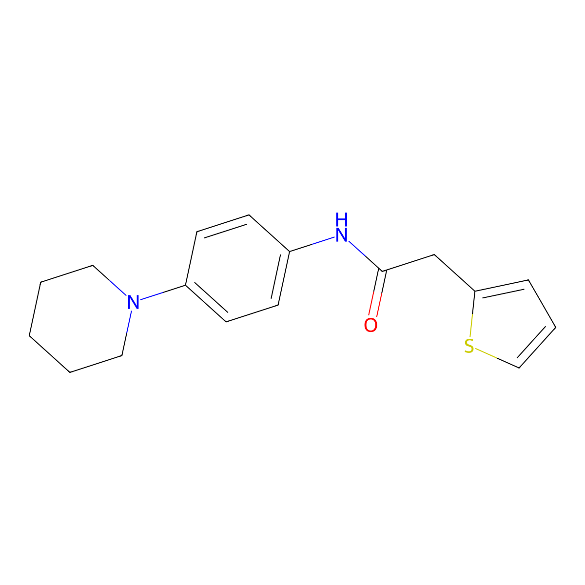 N-(4-(piperidin-1-yl)phenyl)-2-(thiophen-2-yl)acetamide molecular structure, CAS 329795-70-2