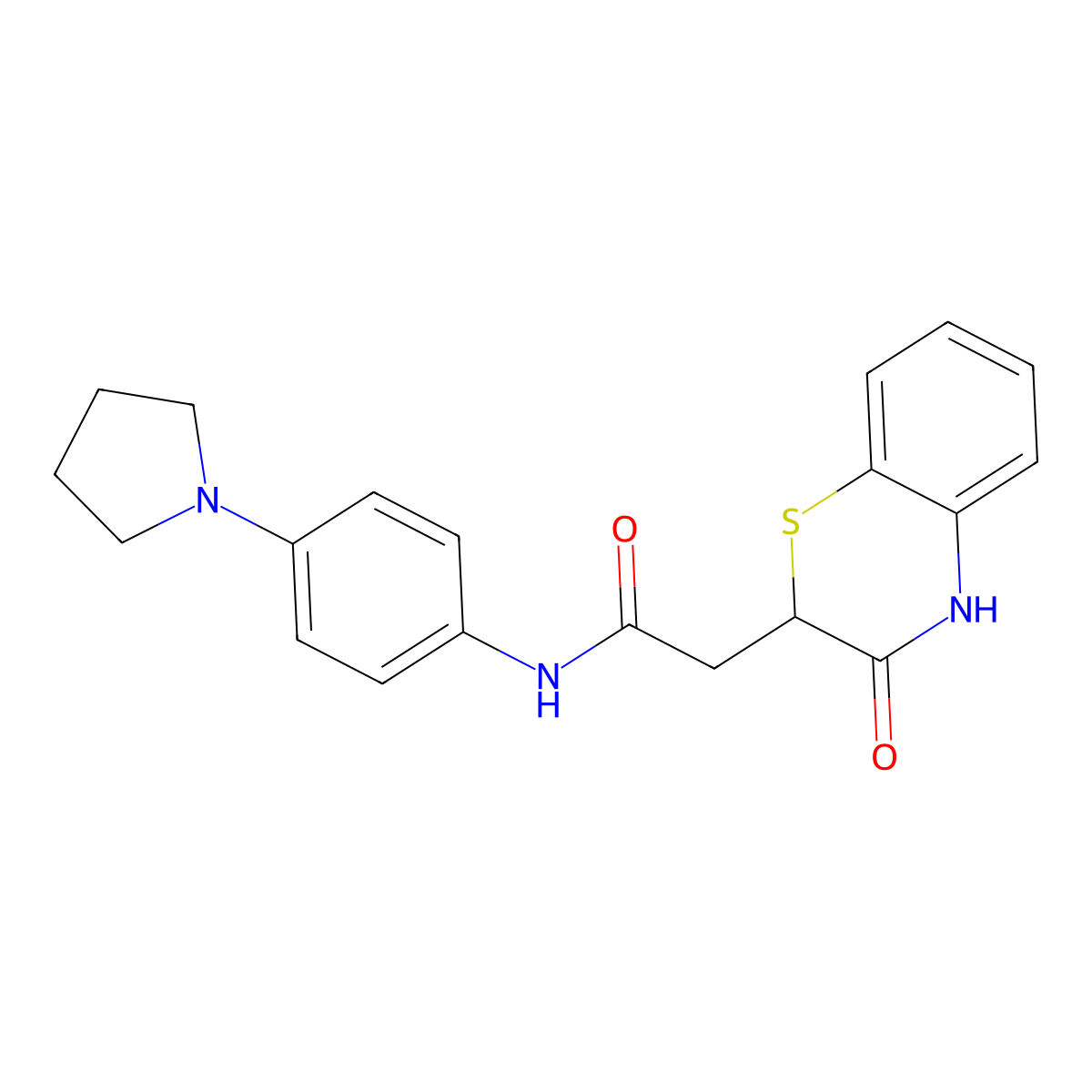 2-(3-oxo-3,4-dihydro-2H-1,4-benzothiazin-2-yl)-N-[4-(pyrrolidin-1-yl)phenyl]acetamide molecular structure, CAS 329795-83-7