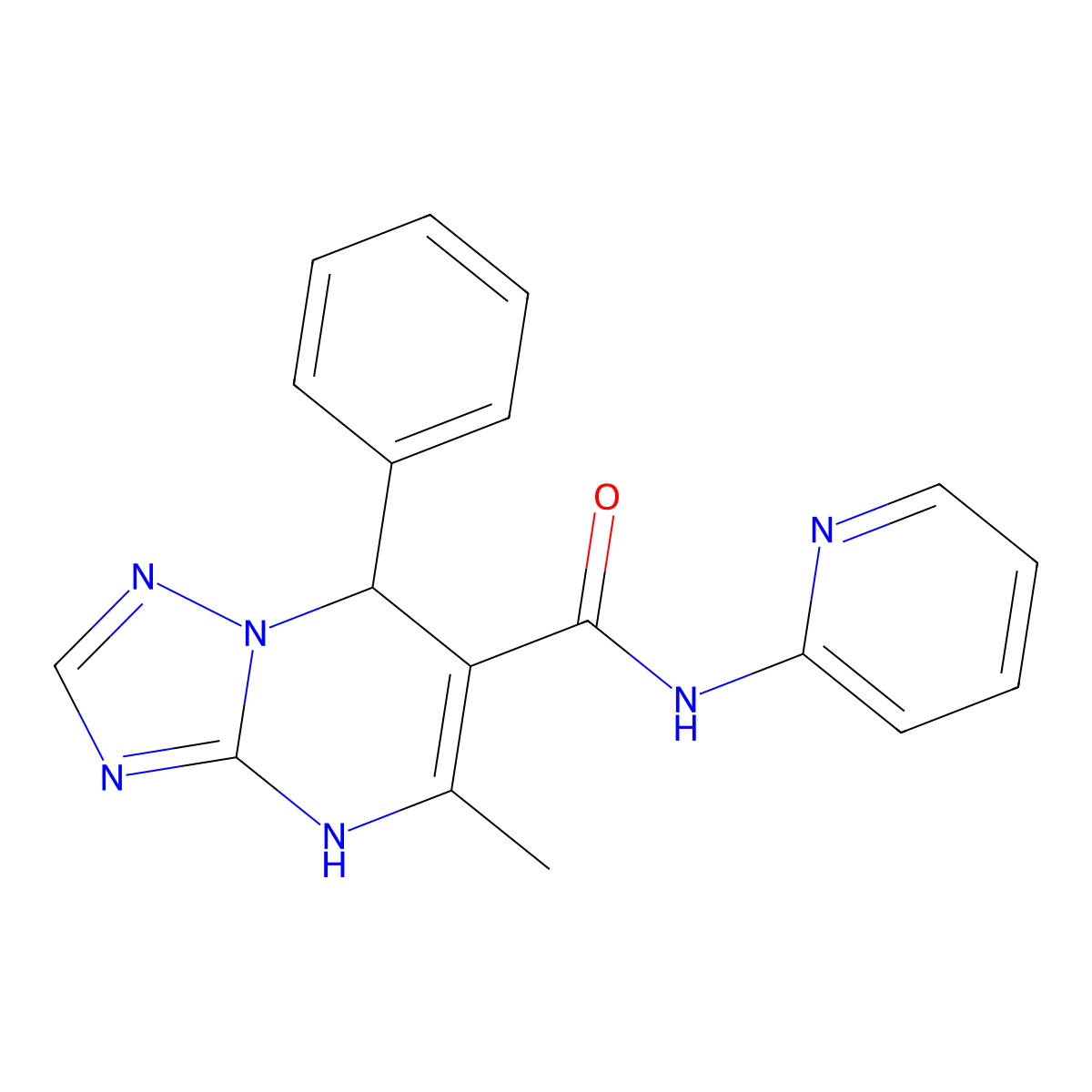 5-methyl-7-phenyl-N-(pyridin-2-yl)-4H,7H-[1,2,4]triazolo[1,5-a]pyrimidine-6-carboxamide molecular structure, CAS 329795-93-9