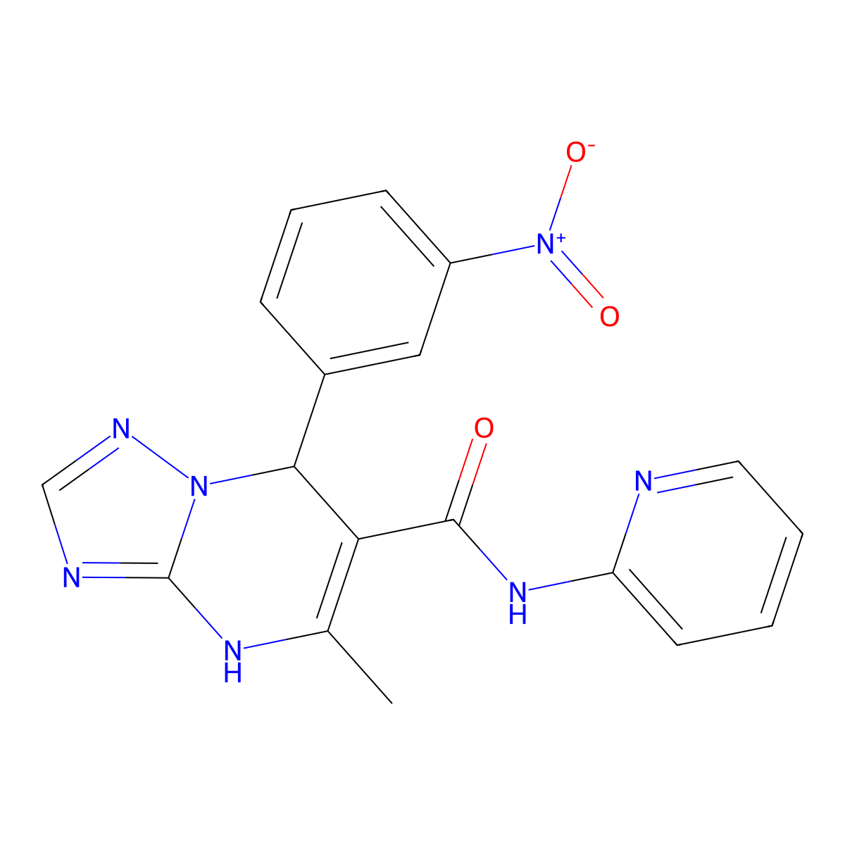 5-methyl-7-(3-nitrophenyl)-N-(pyridin-2-yl)-4,7-dihydro-[1,2,4]triazolo[1,5-a]pyrimidine-6-carboxamide molecular structure, CAS 329795-99-5