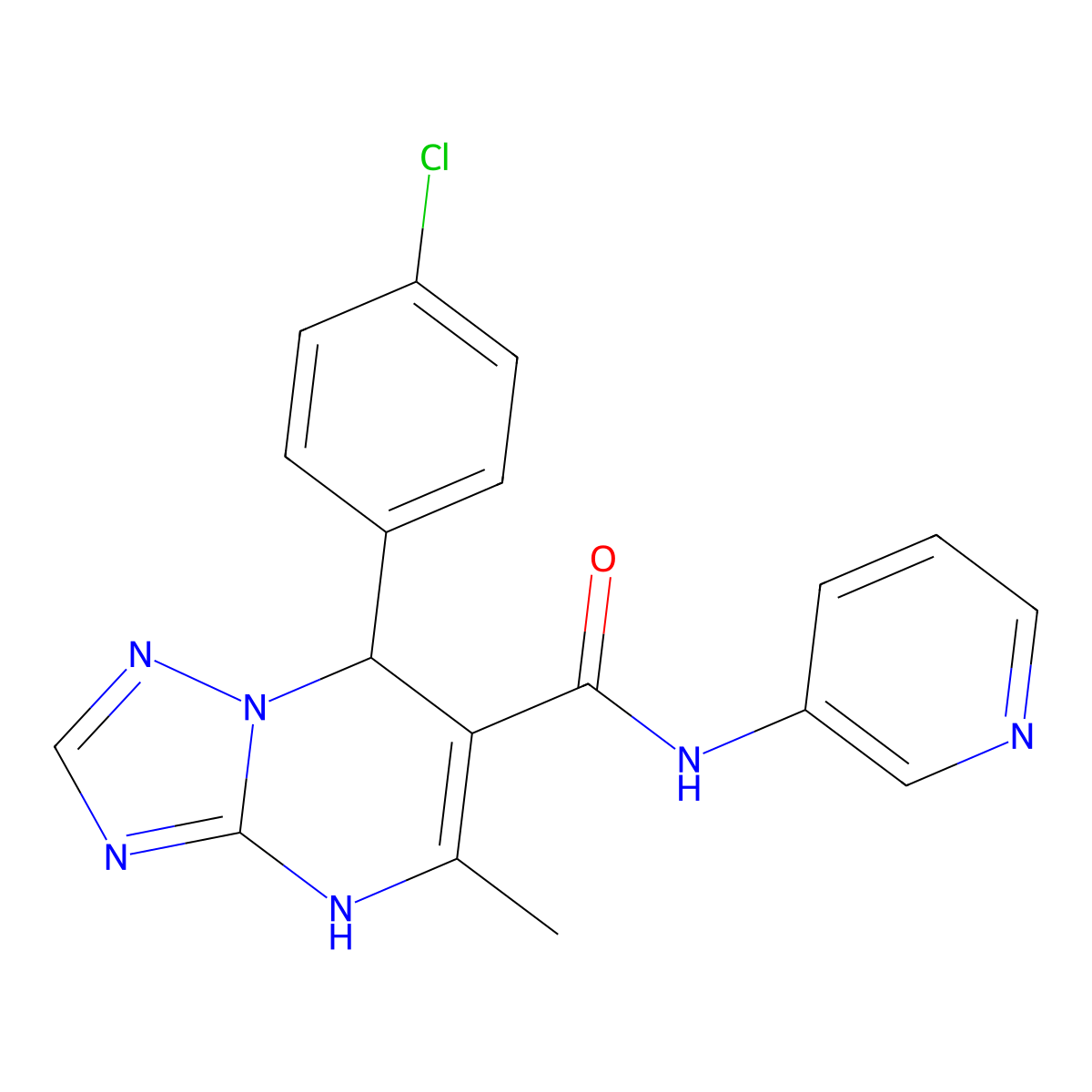 7-(4-chlorophenyl)-5-methyl-N-(3-pyridinyl)-4,7-dihydro[1,2,4]triazolo[1,5-a]pyrimidine-6-carboxamide molecular structure, CAS 329796-01-2