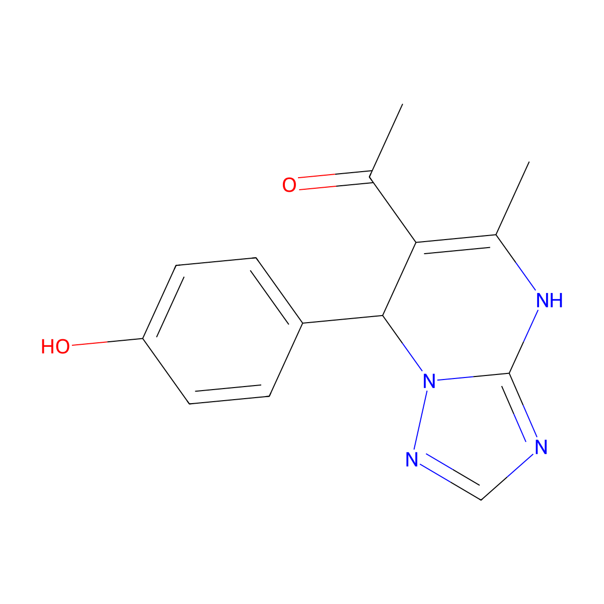 1-[7-(4-Hydroxyphenyl)-5-methyl-4,7-dihydro[1,2,4]triazolo[1,5-a]pyrimidin-6-yl]ethanone molecular structure, CAS 329796-05-6