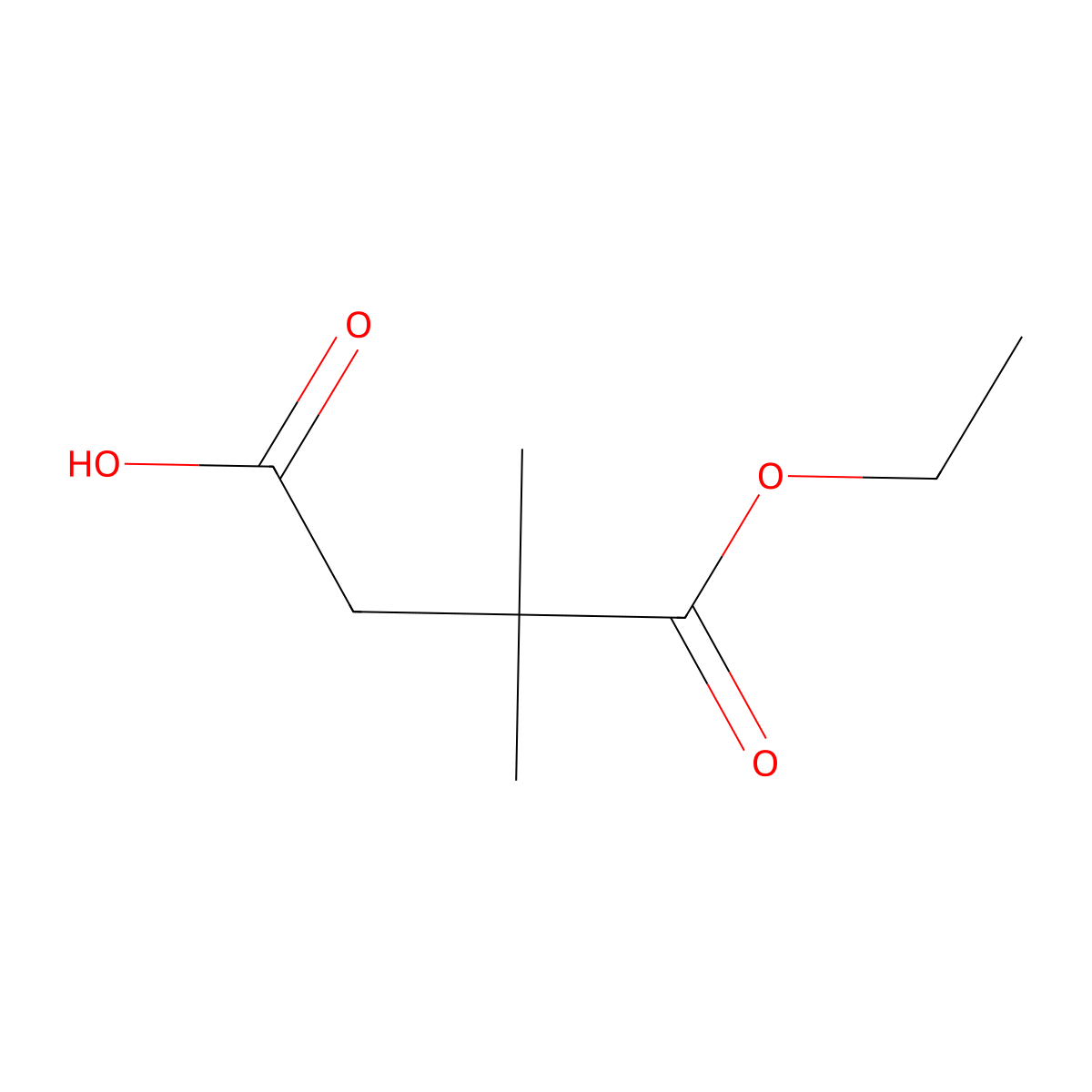4-Ethoxy-3,3-dimethyl-4-oxobutanoic acid molecular structure, CAS 32980-28-2