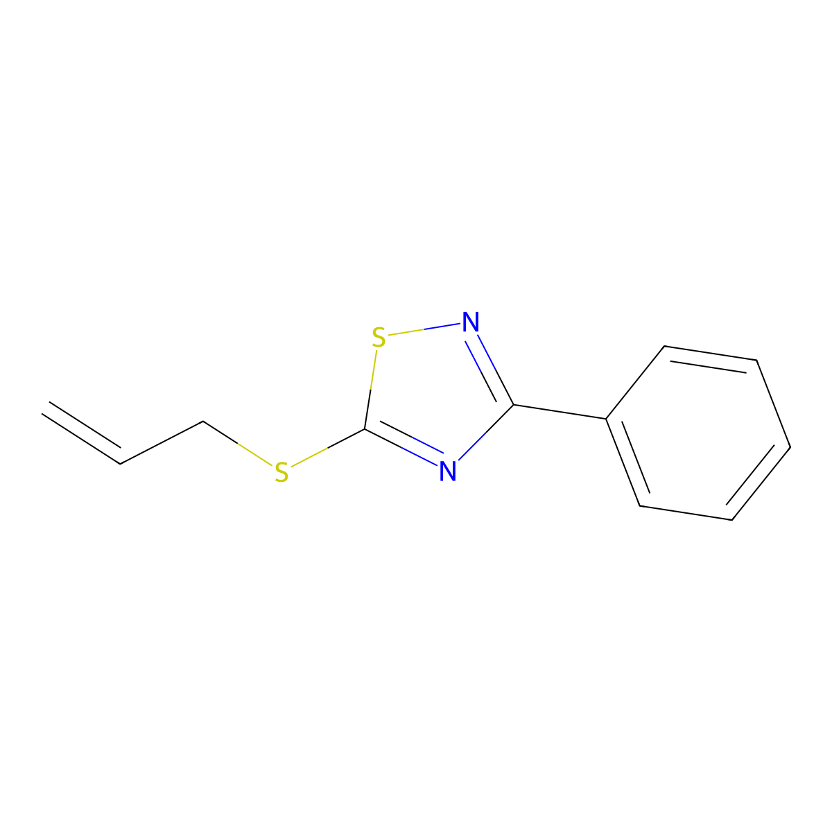 3-Phenyl-5-(prop-2-en-1-ylsulfanyl)-1,2,4-thiadiazole molecular structure, CAS 32986-96-2