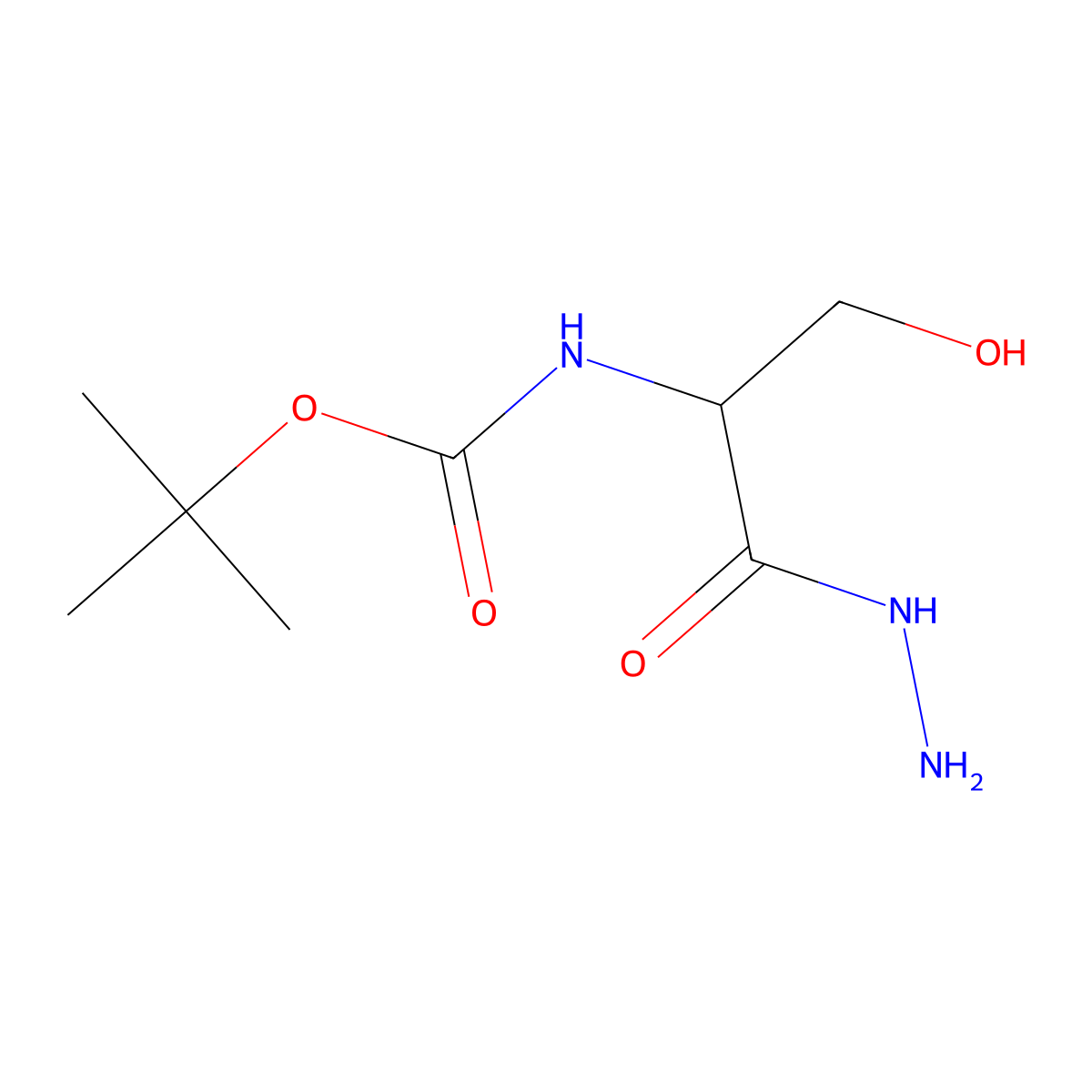 tert-butyl N-[(1S)-1-(hydrazinecarbonyl)-2-hydroxyethyl]carbamate molecular structure, CAS 32988-38-8