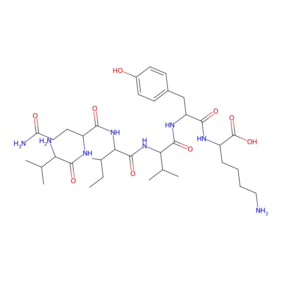 L-Valyl-L-glutaminyl-L-isoleucyl-L-valyl-L-tyrosyl-L-lysine molecular structure, CAS 329897-62-3