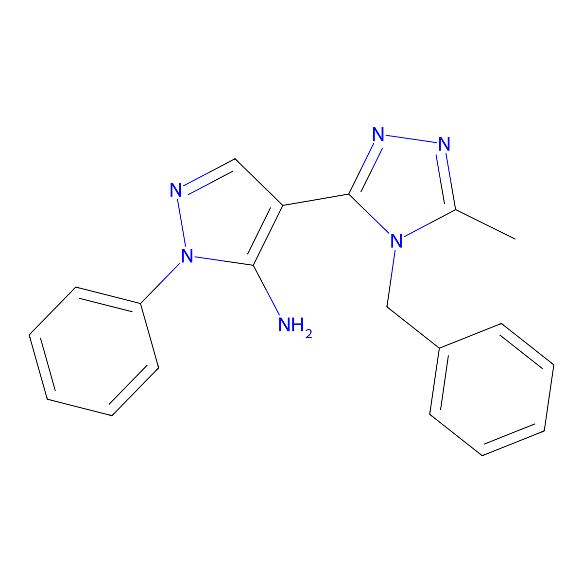 4-(4-benzyl-5-methyl-4H-1,2,4-triazol-3-yl)-1-phenyl-1H-pyrazol-5-ylamine molecular structure, CAS 329901-28-2