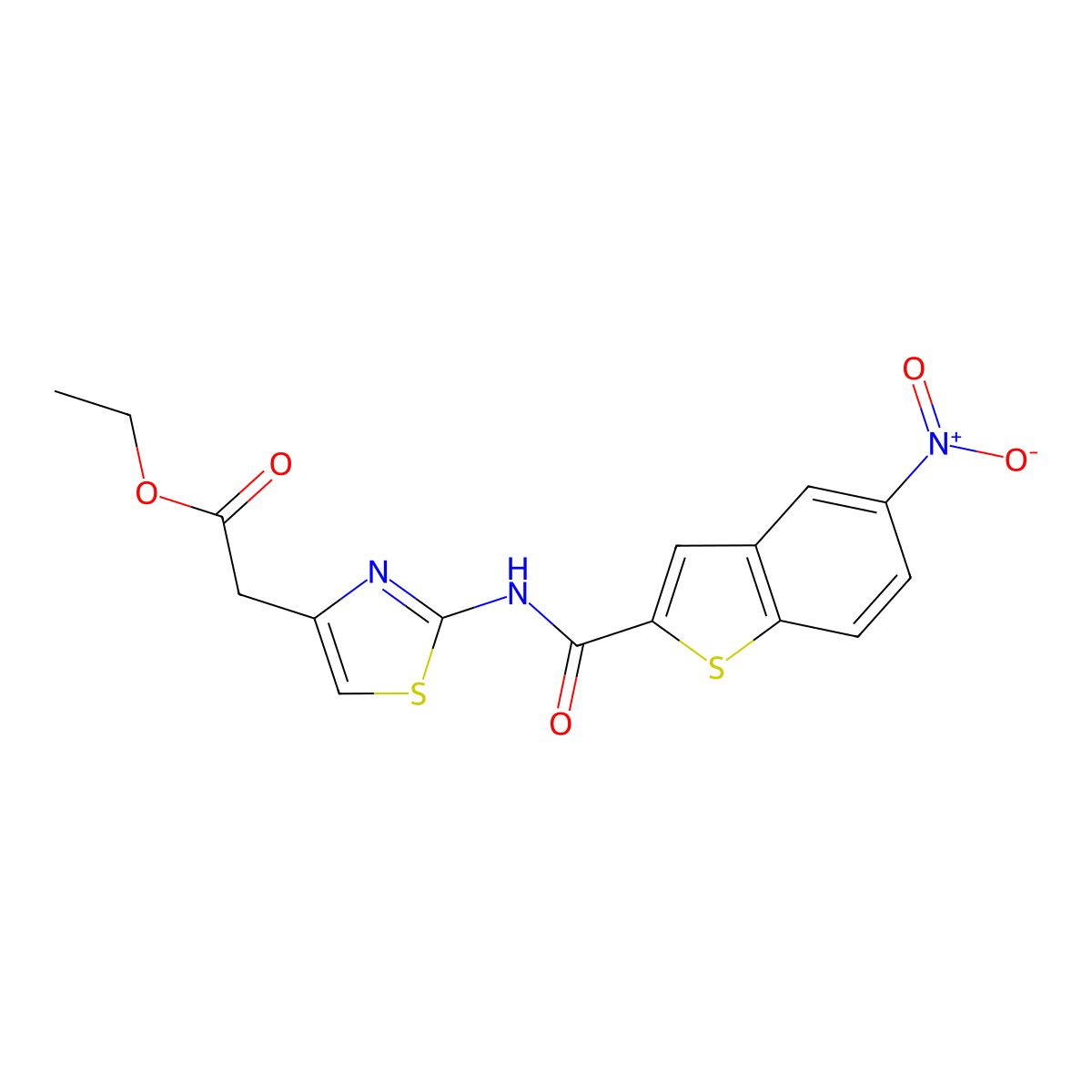 Ethyl 2-(2-(5-nitrobenzo[b]thiophene-2-carboxamido)thiazol-4-yl)acetate molecular structure, CAS 329903-03-9