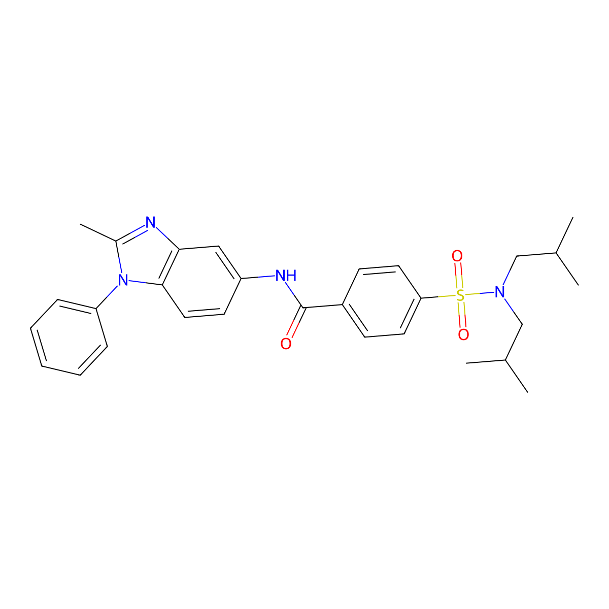 4-[bis(2-methylpropyl)sulfamoyl]-N-(2-methyl-1-phenylbenzimidazol-5-yl)benzamide molecular structure, CAS 329903-16-4