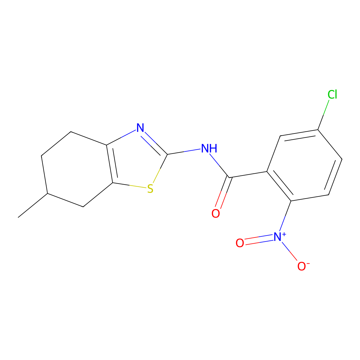 5-chloro-N-(6-methyl-4,5,6,7-tetrahydro-1,3-benzothiazol-2-yl)-2-nitrobenzamide molecular structure, CAS 329903-26-6