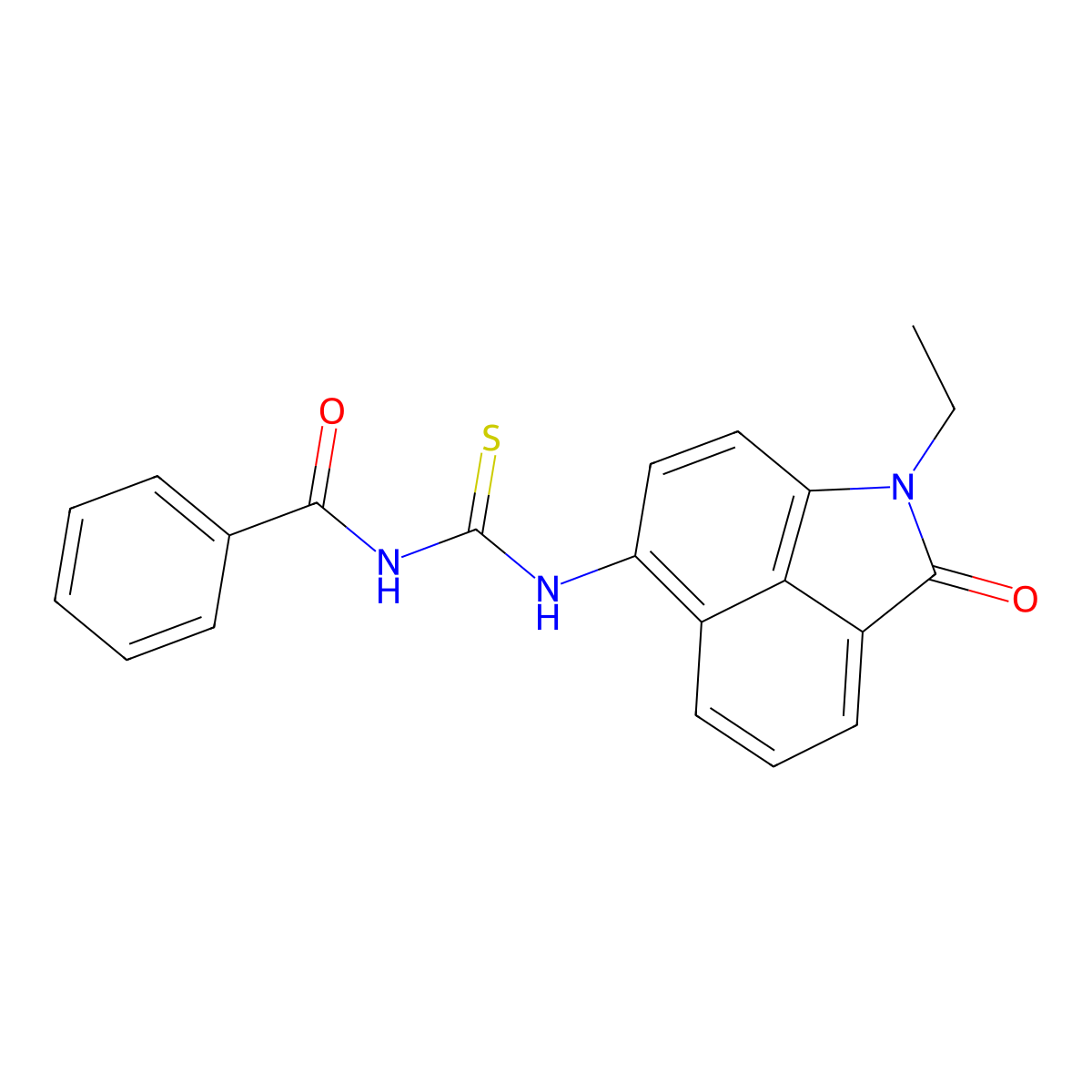 N-((1-ethyl-2-oxo-1,2-dihydrobenzo[cd]indol-6-yl)carbamothioyl)benzamide molecular structure, CAS 329903-29-9
