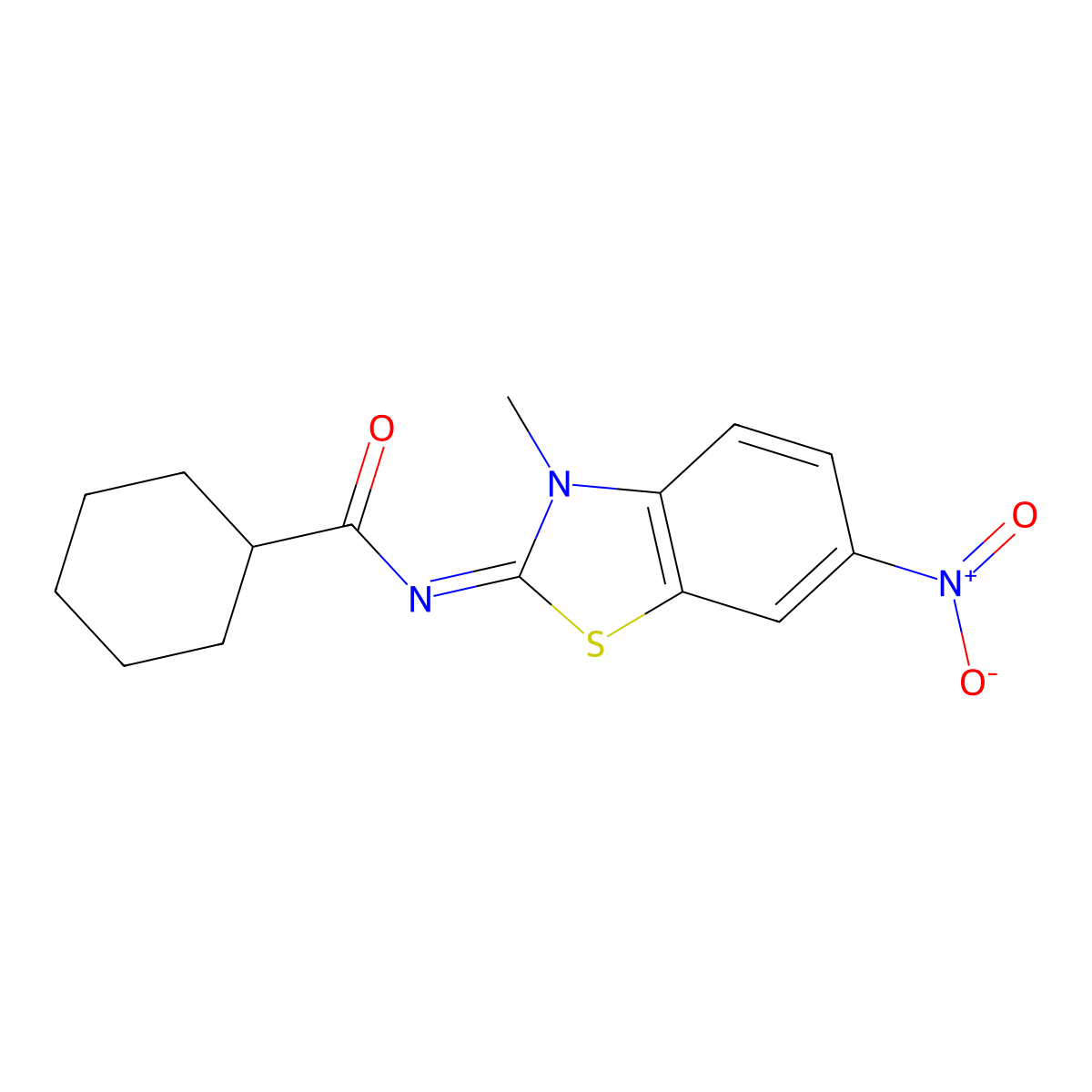 (E)-N-(3-methyl-6-nitrobenzo[d]thiazol-2(3H)-ylidene)cyclohexanecarboxamide molecular structure, CAS 329903-34-6