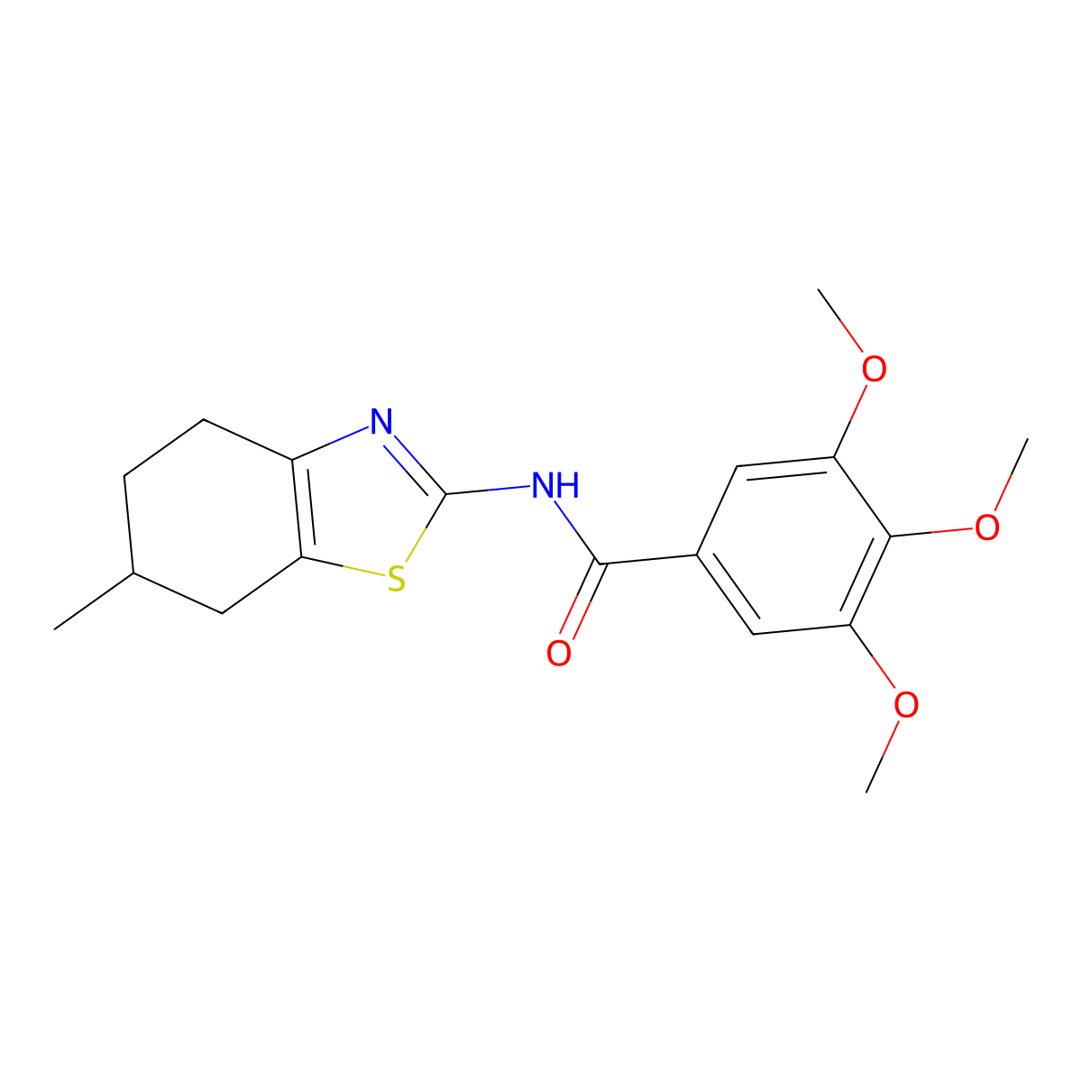 3,4,5-trimethoxy-N-(6-methyl-4,5,6,7-tetrahydro-1,3-benzothiazol-2-yl)benzamide molecular structure, CAS 329903-41-5