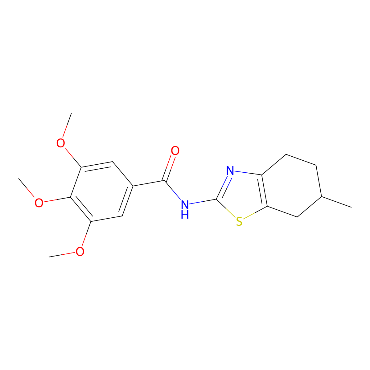 3,4,5-trimethoxy-N-(6-methyl-4,5,6,7-tetrahydro-1,3-benzothiazol-2-yl)benzamide molecular structure, CAS 329903-41-5