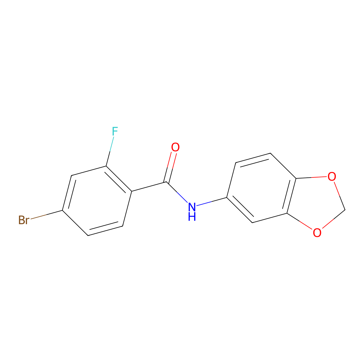 N-(benzo[d][1,3]dioxol-5-yl)-4-bromo-2-fluorobenzamide molecular structure, CAS 329903-42-6
