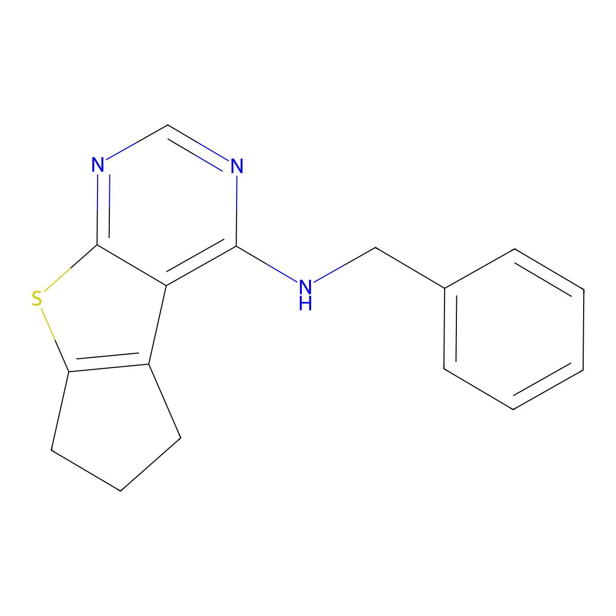 N-benzyl-6,7-dihydro-5H-cyclopenta[4,5]thieno[2,3-d]pyrimidin-4-amine molecular structure, CAS 329903-65-3