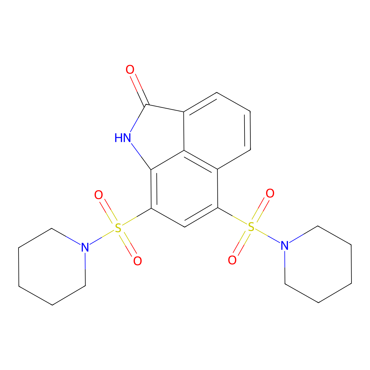 6,8-Bis-(piperidine-1-sulfonyl)-1H-benzo[cd]indol-2-one molecular structure, CAS 329903-68-6