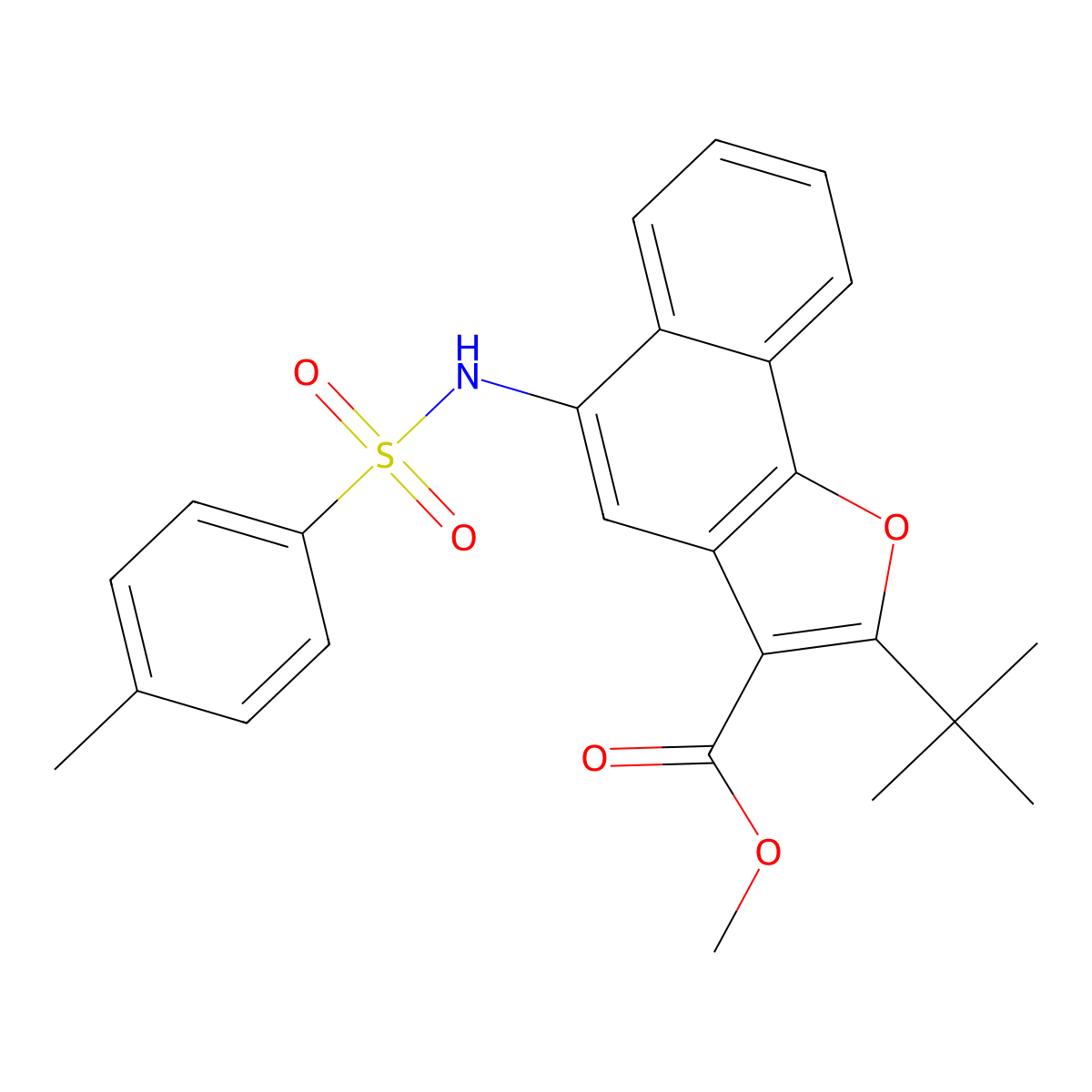 Methyl 2-tert-butyl-5-(4-methylbenzenesulfonamido)naphtho[1,2-b]furan-3-carboxylate molecular structure, CAS 329903-85-7