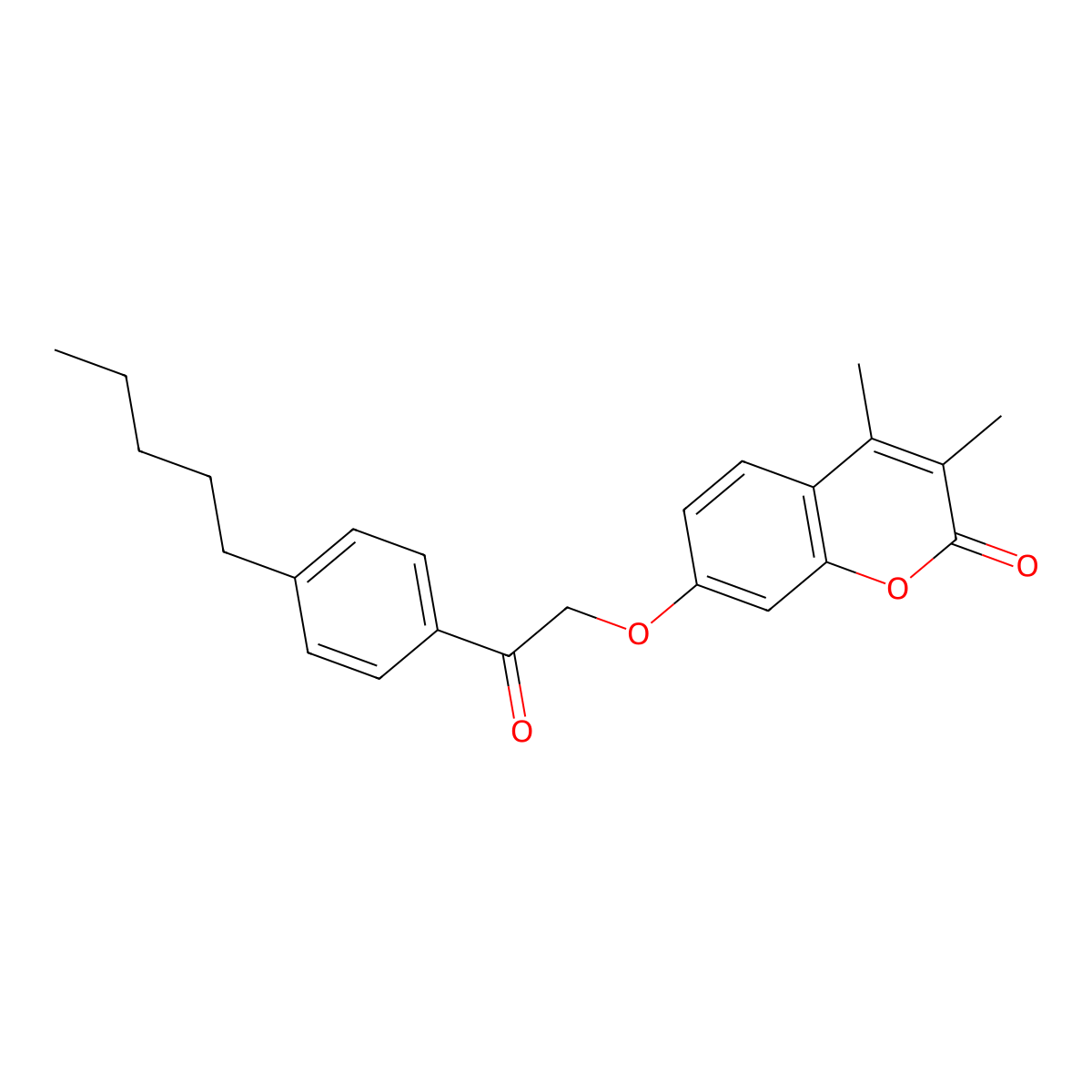 3,4-dimethyl-7-[2-oxo-2-(4-pentylphenyl)ethoxy]-2H-chromen-2-one molecular structure, CAS 329903-88-0