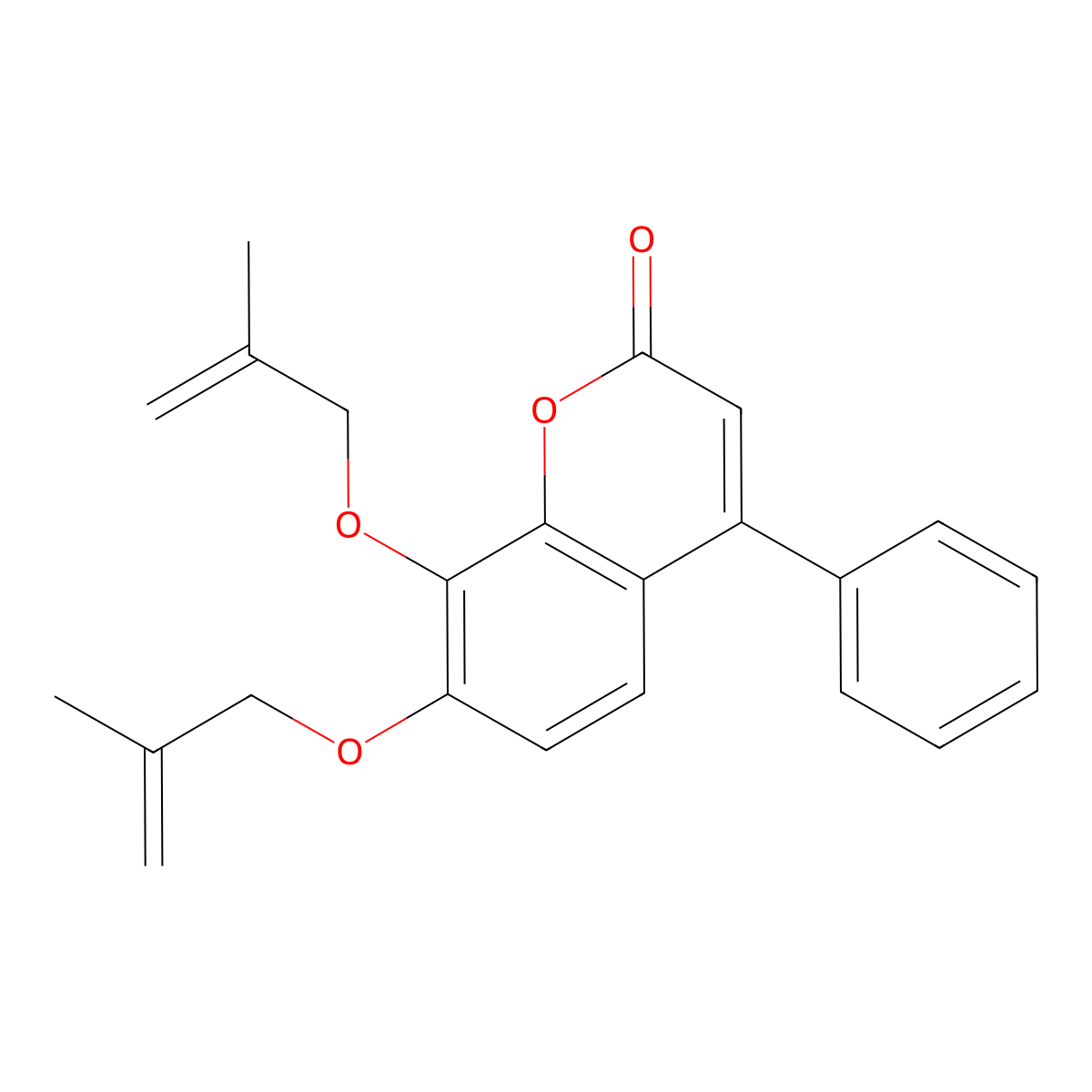 7,8-bis[(2-methylprop-2-en-1-yl)oxy]-4-phenyl-2H-chromen-2-one molecular structure, CAS 329903-93-7