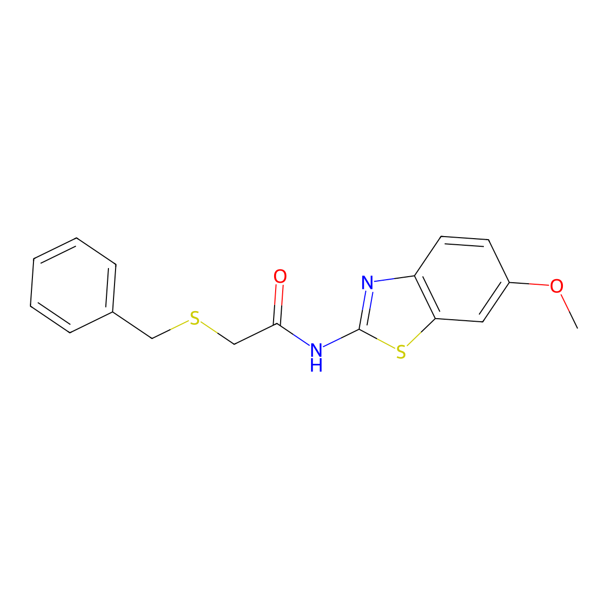 2-benzylsulfanyl-N-(6-methoxy-1,3-benzothiazol-2-yl)acetamide molecular structure, CAS 329904-57-6
