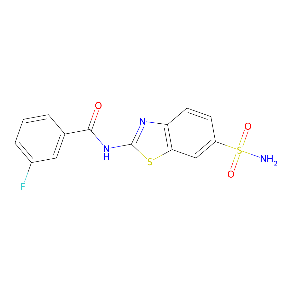 3-fluoro-N-(6-sulfamoyl-1,3-benzothiazol-2-yl)benzamide molecular structure, CAS 329904-81-6