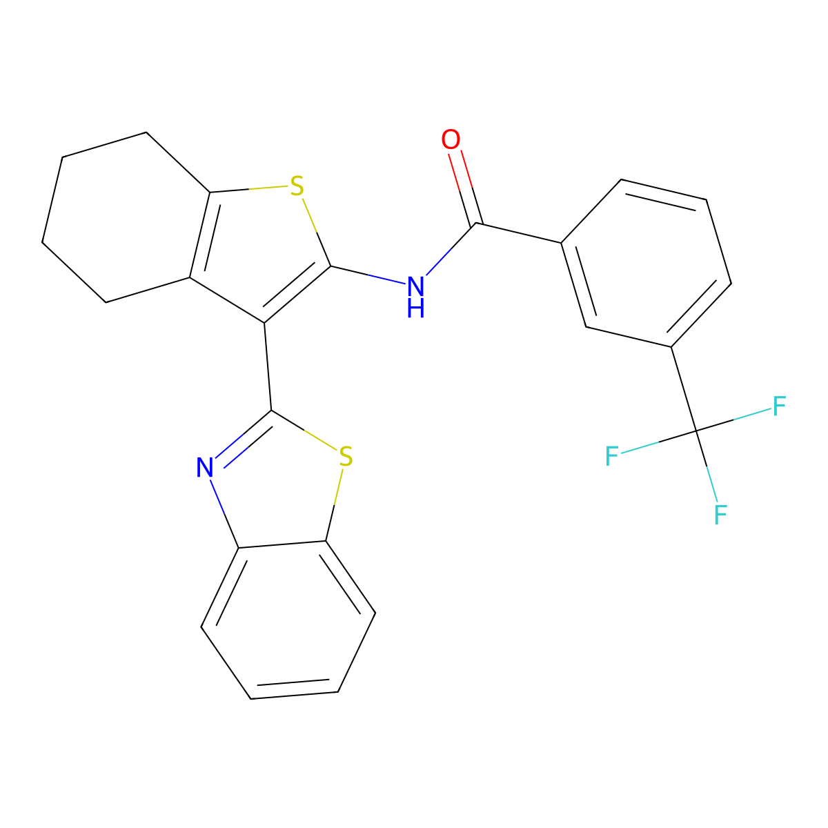 N-[3-(1,3-benzothiazol-2-yl)-4,5,6,7-tetrahydro-1-benzothiophen-2-yl]-3-(trifluoromethyl)benzamide molecular structure, CAS 329904-99-6