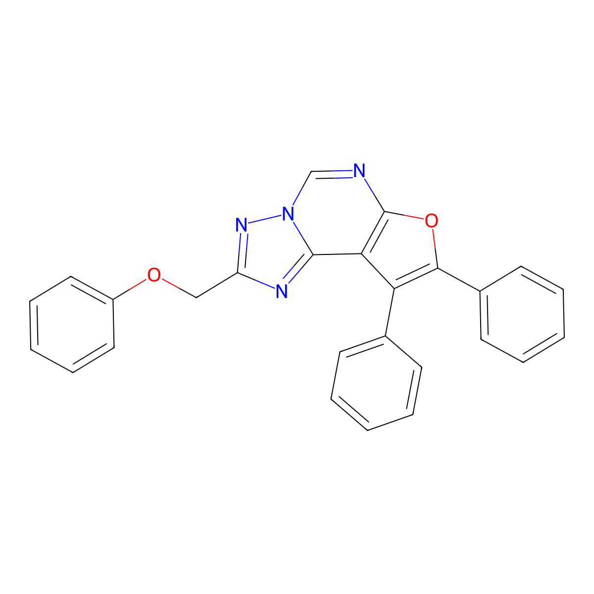 2-(Phenoxymethyl)-8,9-diphenylfuro[3,2-e][1,2,4]triazolo[1,5-c]pyrimidine molecular structure, CAS 329905-38-6