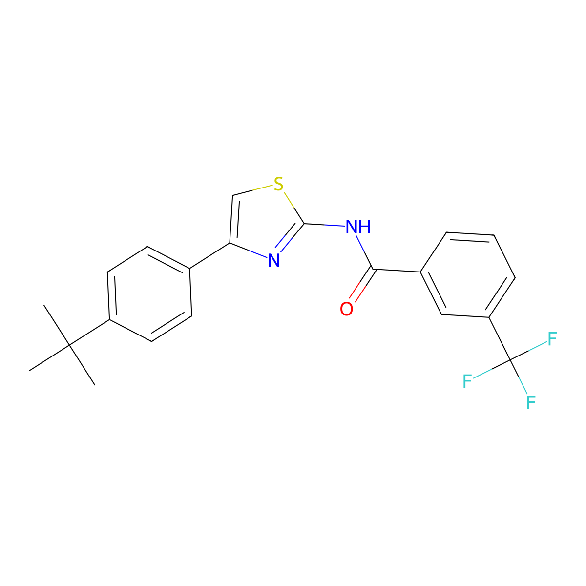 N-[4-(4-tert-butylphenyl)-1,3-thiazol-2-yl]-3-(trifluoromethyl)benzamide molecular structure, CAS 329905-73-9
