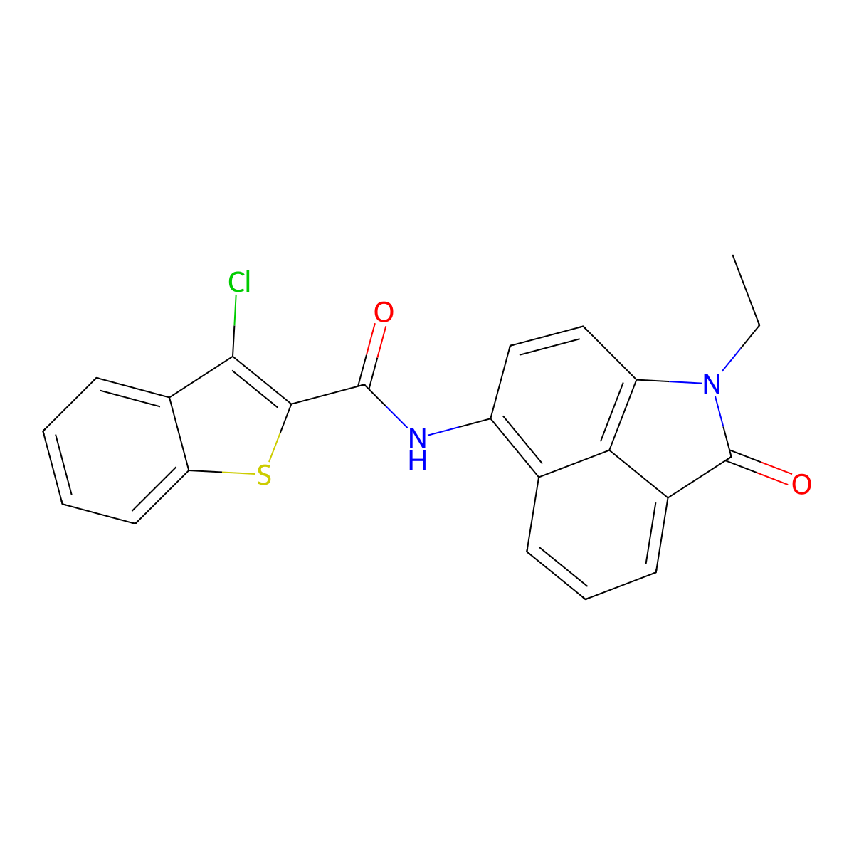 3-chloro-N-(1-ethyl-2-oxo-1,2-dihydrobenzo[cd]indol-6-yl)benzo[b]thiophene-2-carboxamide molecular structure, CAS 329905-76-2