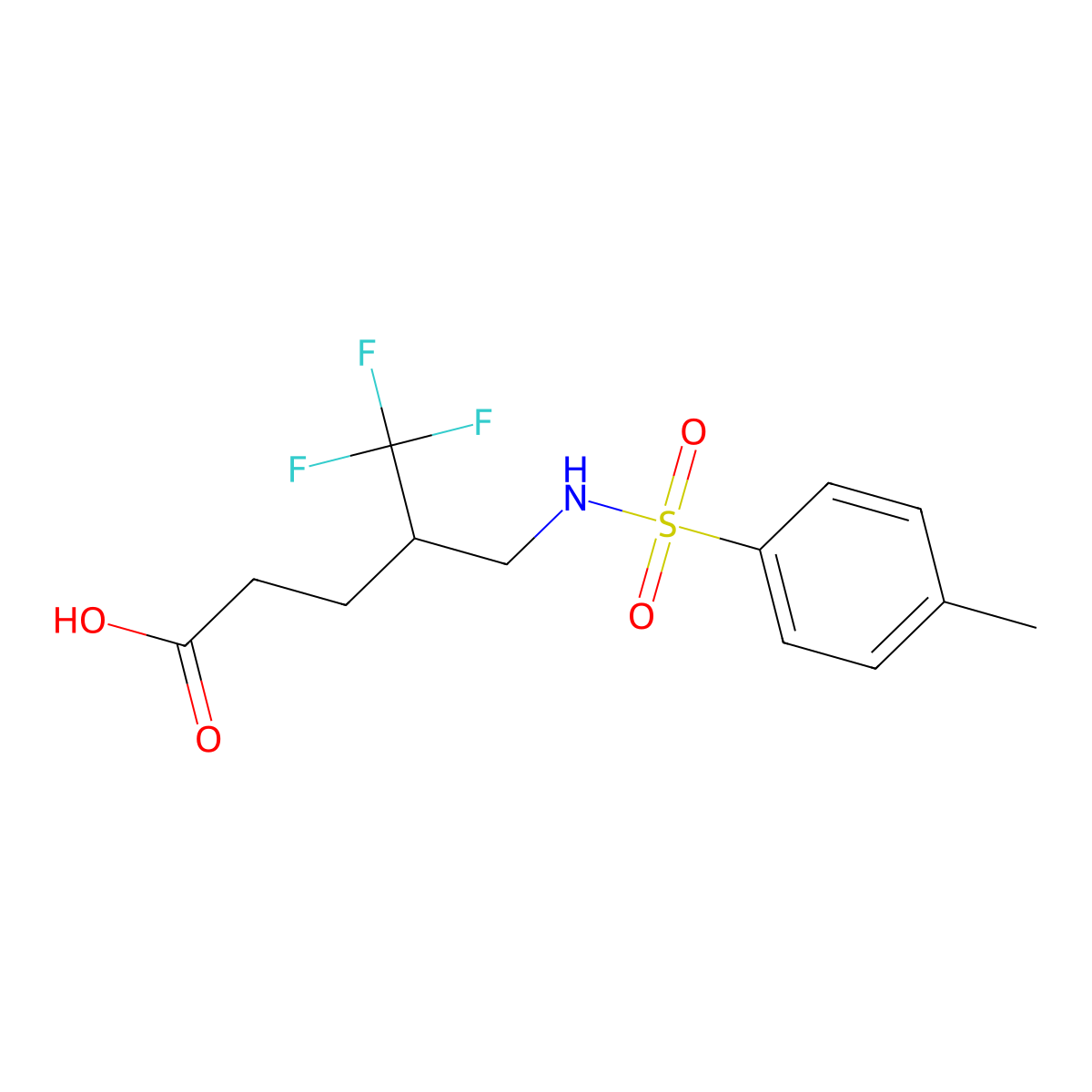 5,5,5-Trifluoro-4-(([(4-methylphenyl)sulfonyl]amino)methyl)pentanoic acid molecular structure, CAS 329905-87-5