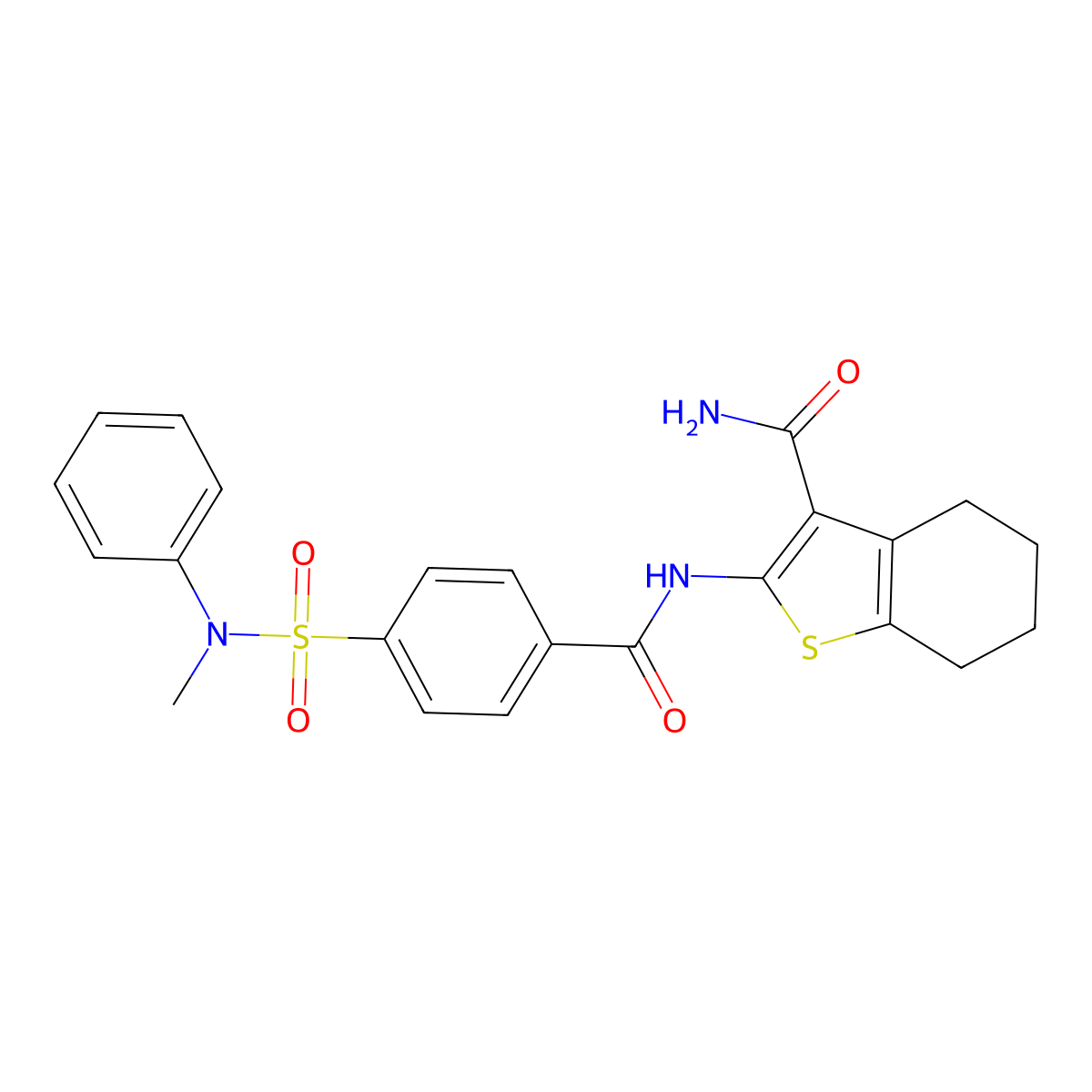 2-(4-(N-methyl-N-phenylsulfamoyl)benzamido)-4,5,6,7-tetrahydrobenzo[b]thiophene-3-carboxamide molecular structure, CAS 329906-06-1