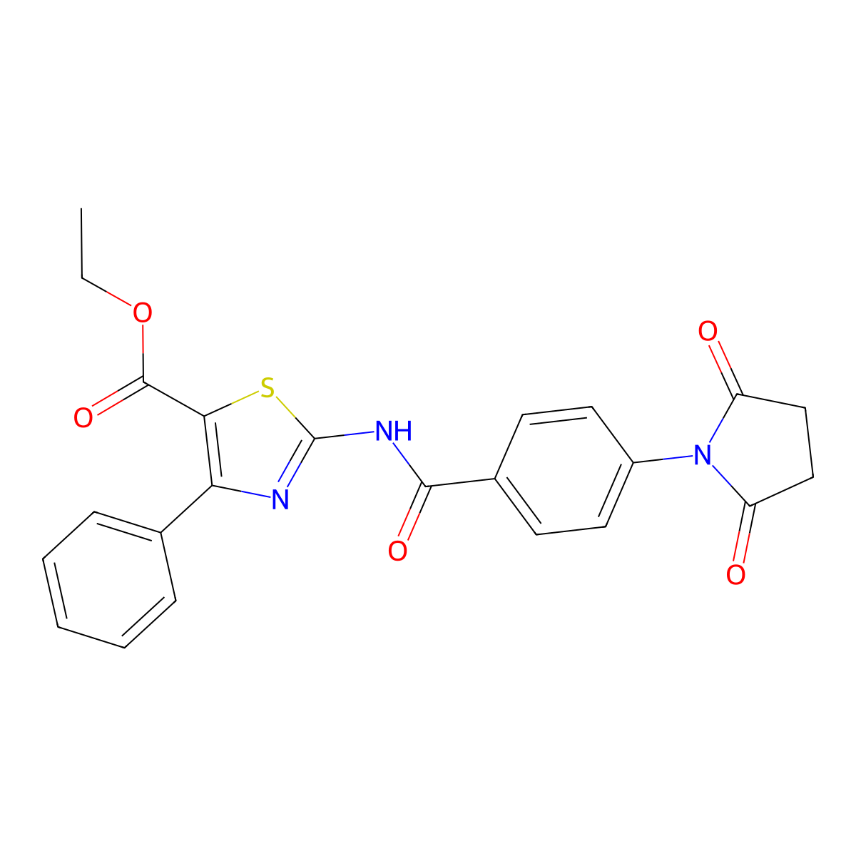 Ethyl 2-(4-(2,5-dioxopyrrolidin-1-yl)benzamido)-4-phenylthiazole-5-carboxylate molecular structure, CAS 329906-10-7