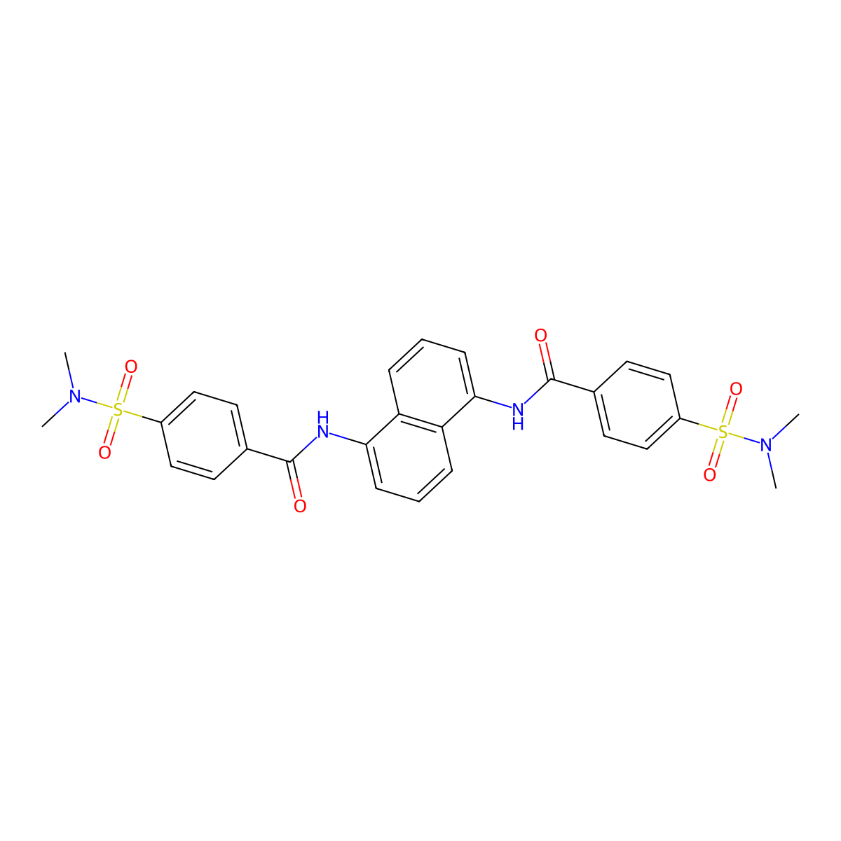 4-(dimethylsulfamoyl)-N-[5-[[4-(dimethylsulfamoyl)benzoyl]amino]naphthalen-1-yl]benzamide molecular structure, CAS 329906-21-0