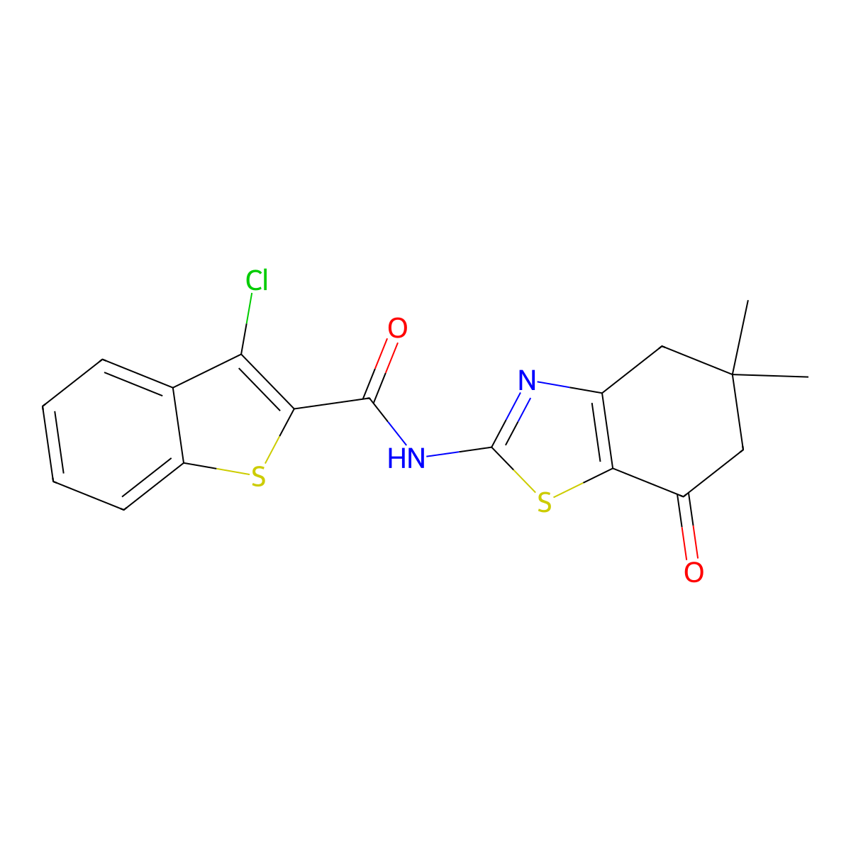 3-chloro-N-(5,5-dimethyl-7-oxo-4,5,6,7-tetrahydro-1,3-benzothiazol-2-yl)-1-benzothiophene-2-carboxamide molecular structure, CAS 329906-41-4
