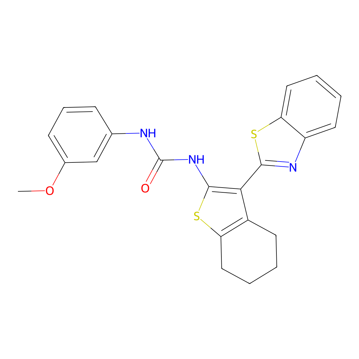 1-(3-(Benzo[d]thiazol-2-yl)-4,5,6,7-tetrahydrobenzo[b]thiophen-2-yl)-3-(3-methoxyphenyl)urea molecular structure, CAS 329906-48-1