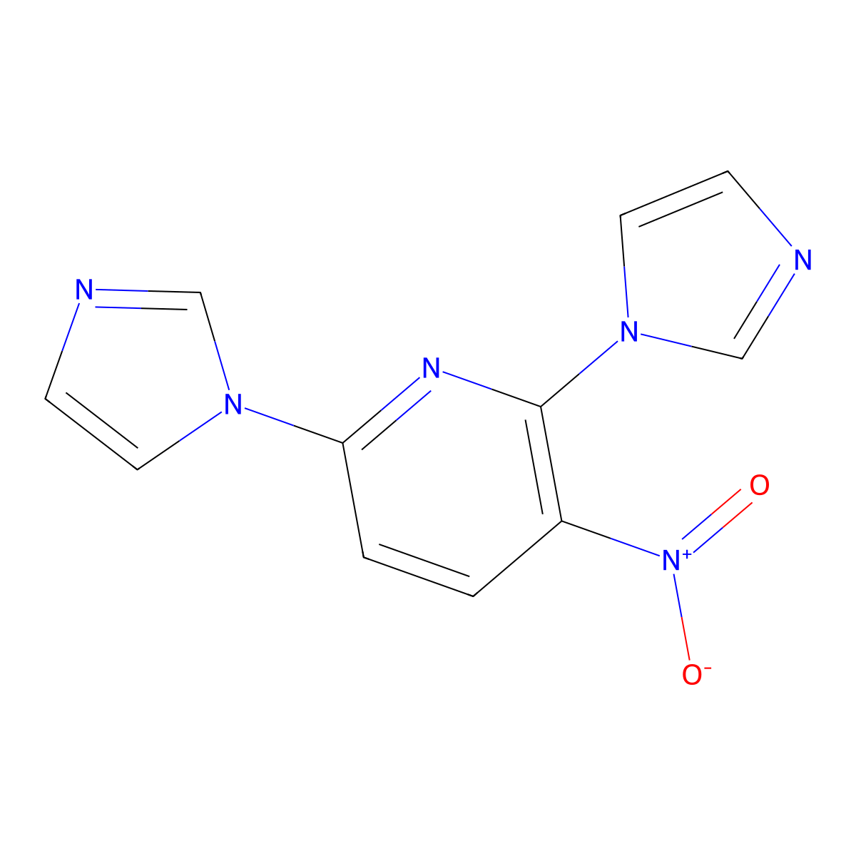 2,6-Di(imidazol-1-yl)-3-nitropyridine molecular structure, CAS 329907-44-0