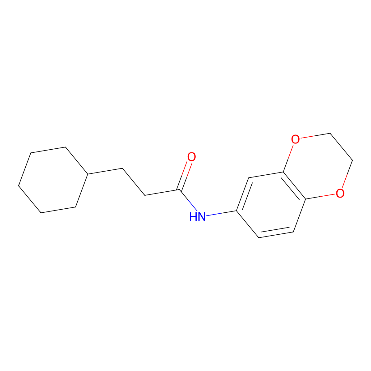3-cyclohexyl-N-(2,3-dihydro-1,4-benzodioxin-6-yl)propanamide molecular structure, CAS 329908-23-8