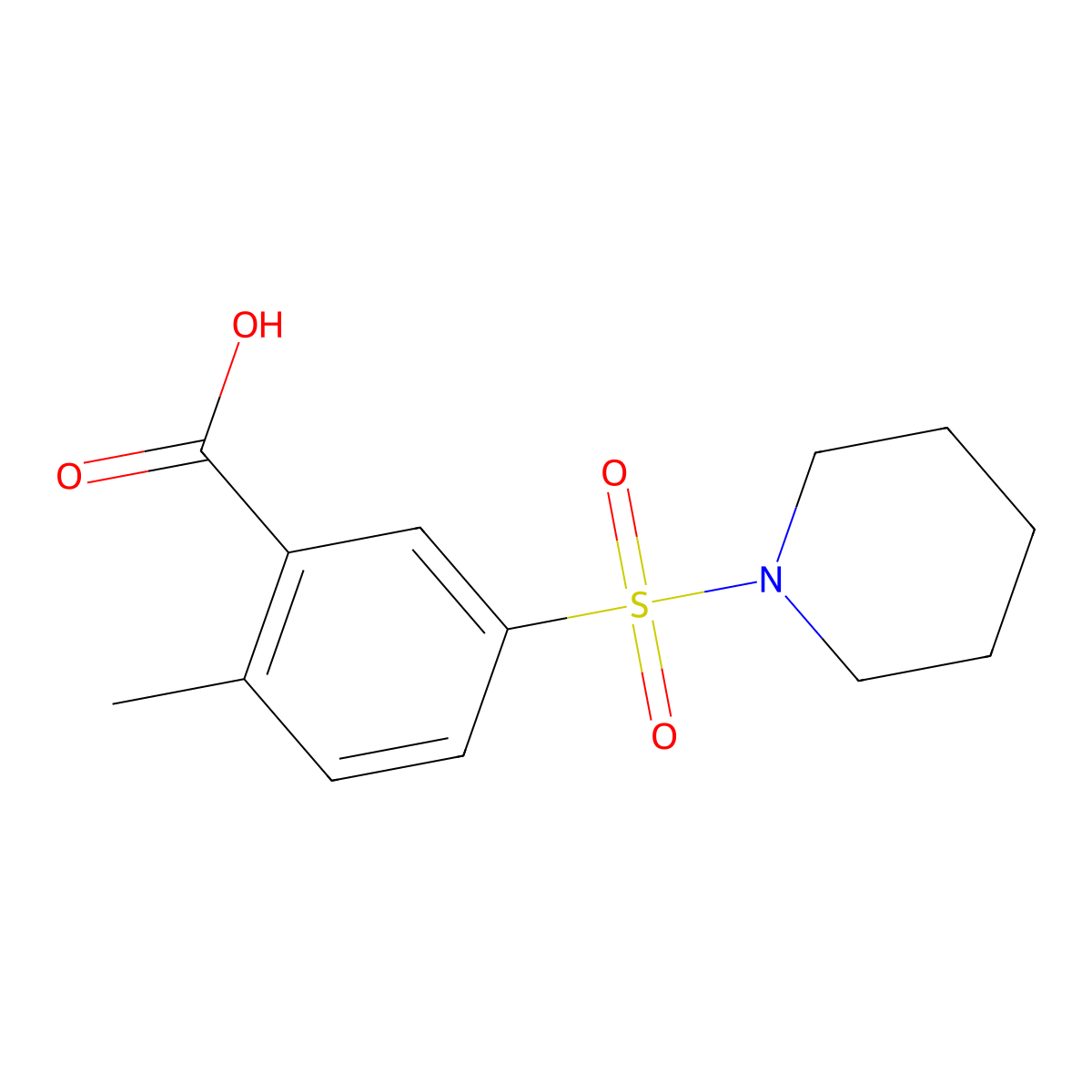 2-Methyl-5-(piperidine-1-sulfonyl)benzoic acid molecular structure, CAS 329908-47-6
