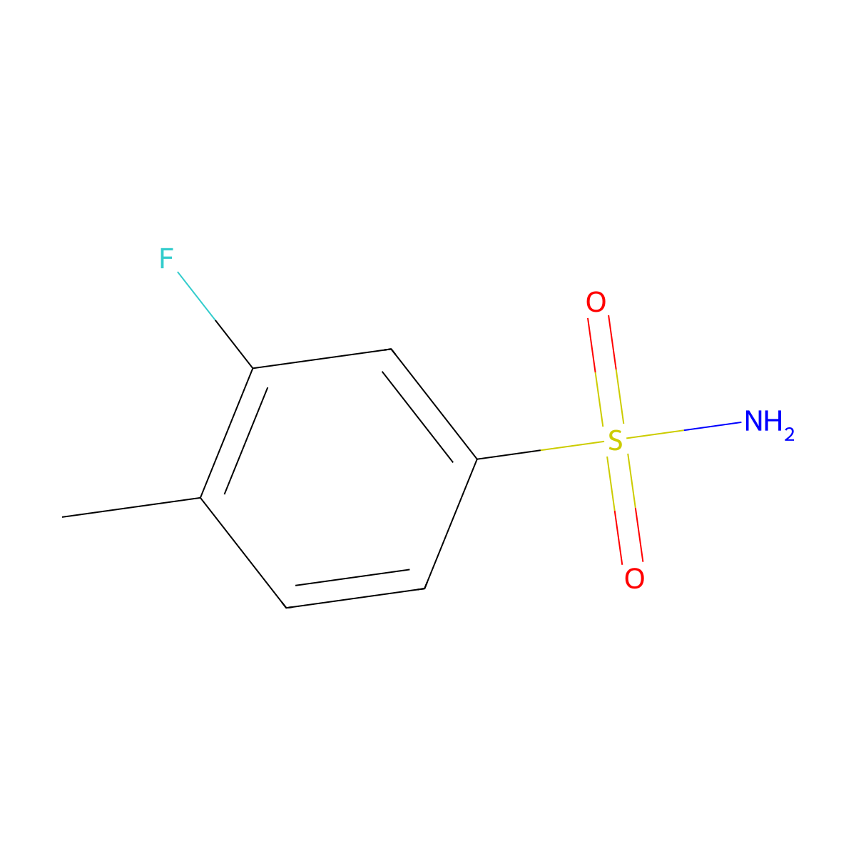 3-Fluoro-4-methylbenzenesulfonamide molecular structure, CAS 329909-29-7