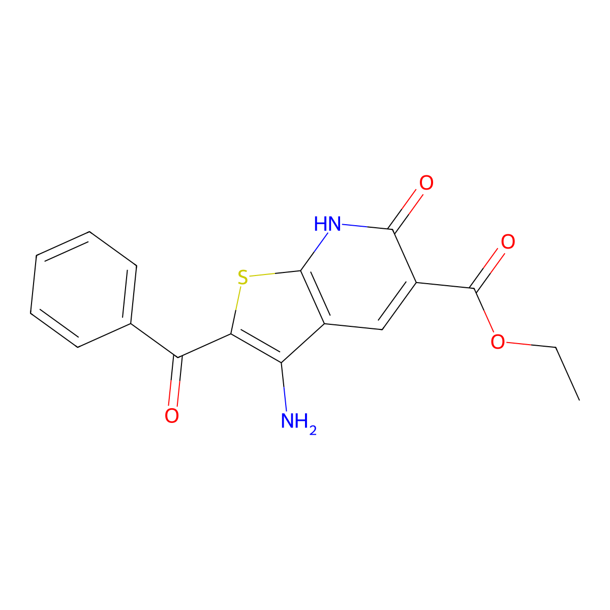 ethyl 3-amino-2-benzoyl-6-oxo-6H,7H-thieno[2,3-b]pyridine-5-carboxylate molecular structure, CAS 329909-33-3