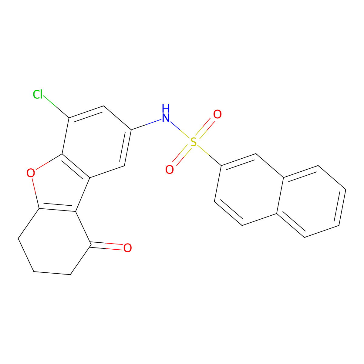 N-(4-chloro-9-oxo-7,8-dihydro-6H-dibenzofuran-2-yl)naphthalene-2-sulfonamide molecular structure, CAS 329909-93-5