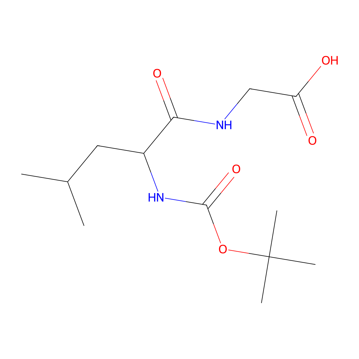(S)-2-(2-((tert-Butoxycarbonyl)amino)-4-methylpentanamido)acetic acid molecular structure, CAS 32991-17-6