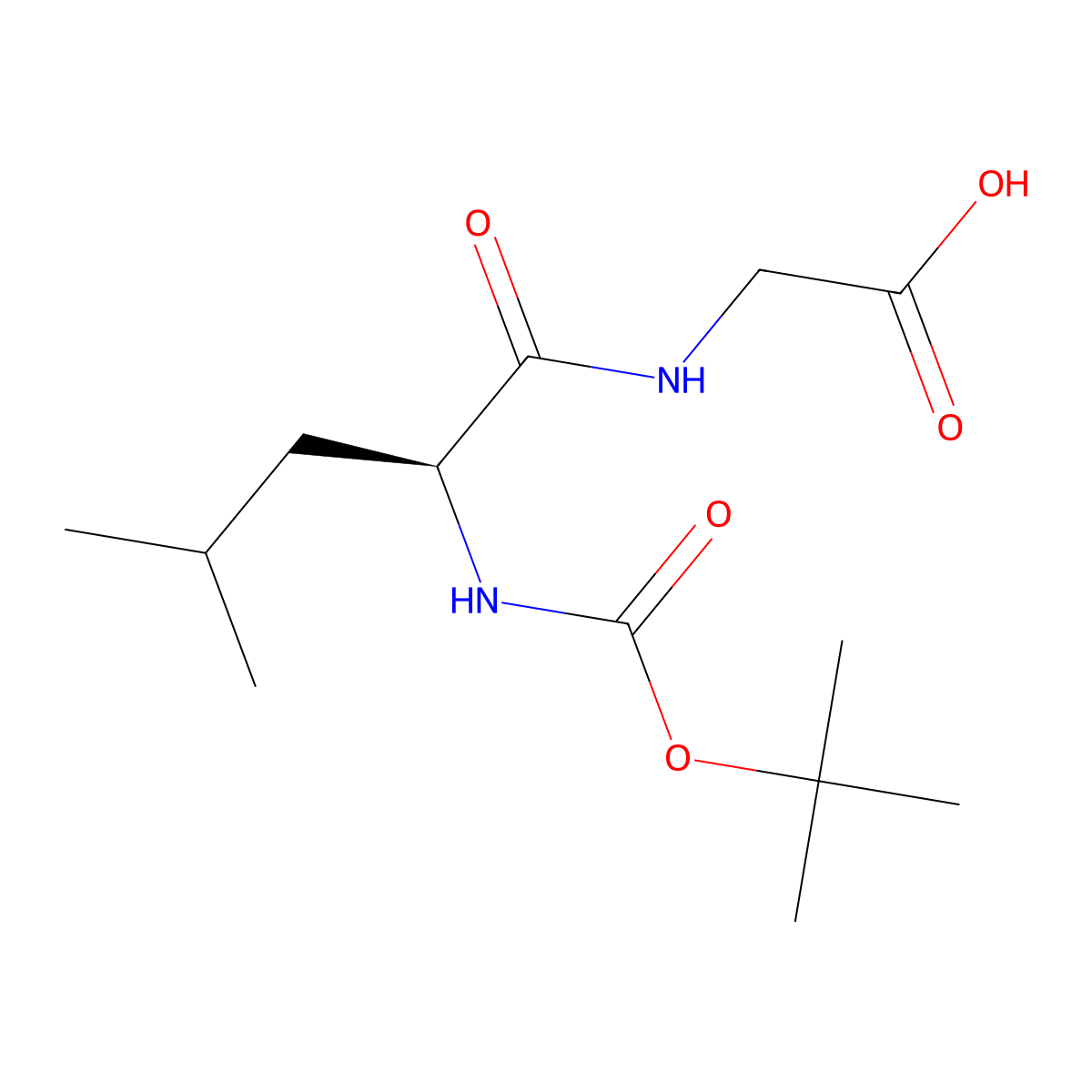 (S)-2-(2-((tert-Butoxycarbonyl)amino)-4-methylpentanamido)acetic acid molecular structure, CAS 32991-17-6