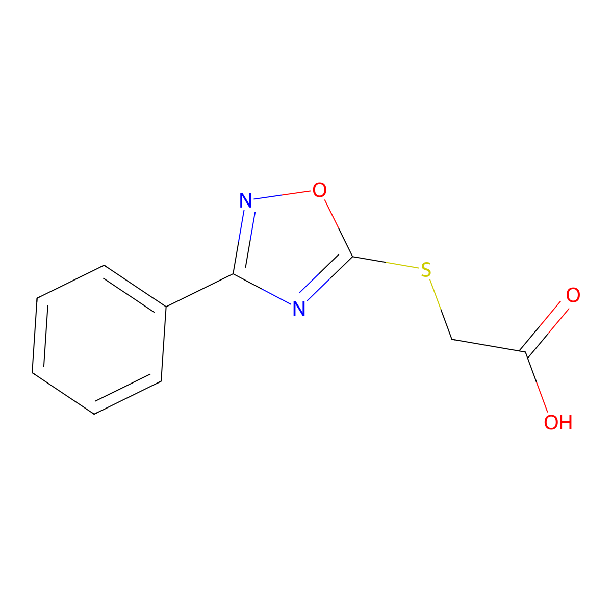 2-[(3-phenyl-1,2,4-oxadiazol-5-yl)sulfanyl]acetic Acid molecular structure, CAS 32991-52-9