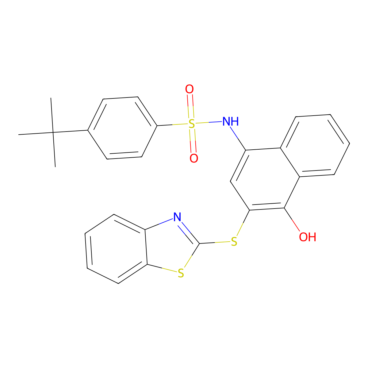 N-[3-(1,3-benzothiazol-2-ylsulfanyl)-4-hydroxynaphthalen-1-yl]-4-tert-butylbenzenesulfonamide molecular structure, CAS 329910-02-3