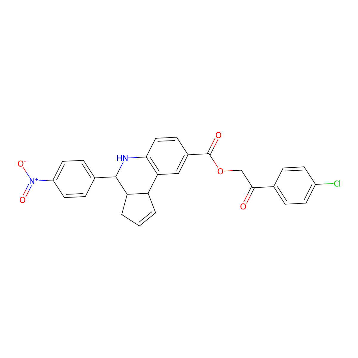 2-(4-chlorophenyl)-2-oxoethyl 4-(4-nitrophenyl)-3a,4,5,9b-tetrahydro-3H-cyclopenta[c]quinoline-8-carboxylate molecular structure, CAS 329912-21-2