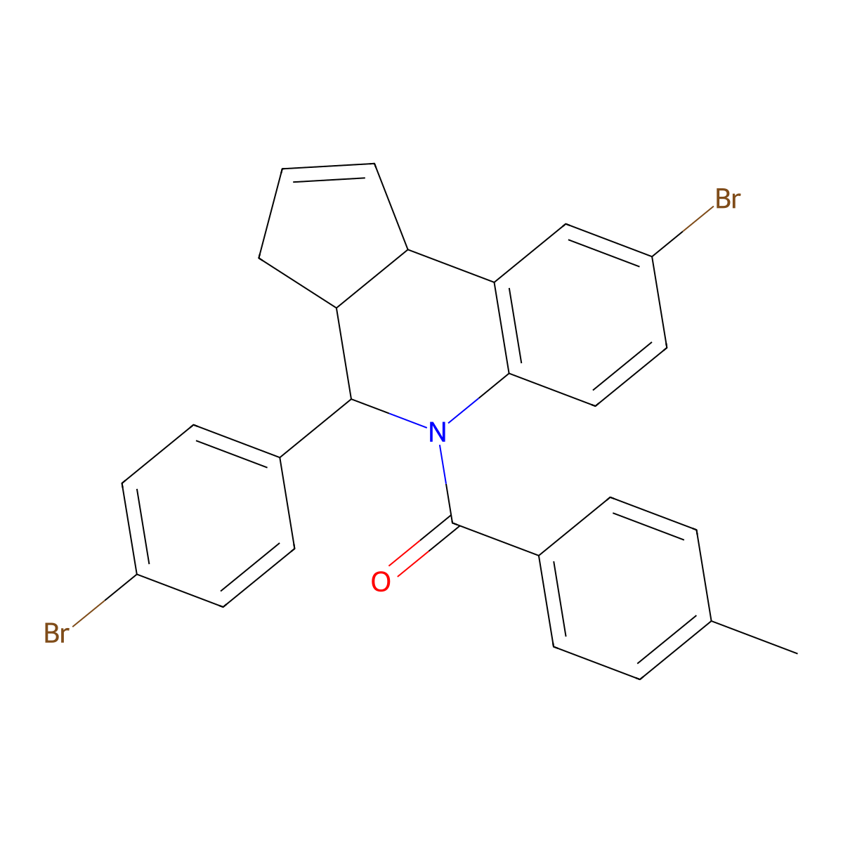 8-bromo-4-(4-bromophenyl)-5-(4-methylbenzoyl)-3a,4,5,9b-tetrahydro-3H-cyclopenta[c]quinoline molecular structure, CAS 329912-26-7