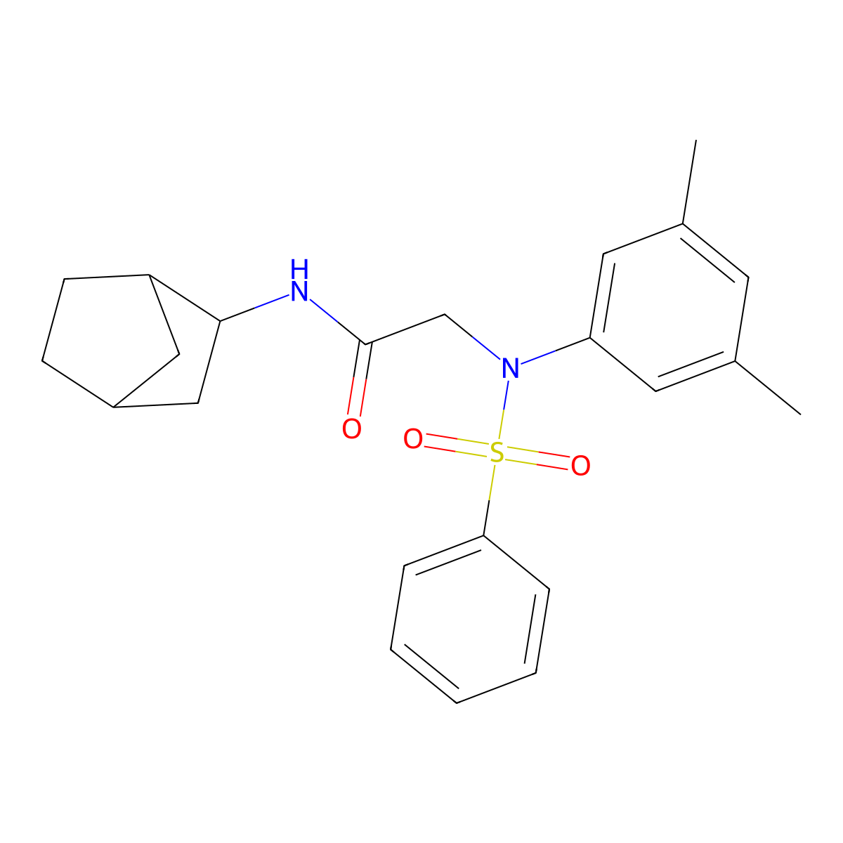 N-bicyclo[2.2.1]hept-2-yl-2-[3,5-dimethyl(phenylsulfonyl)anilino]acetamide molecular structure, CAS 329912-35-8