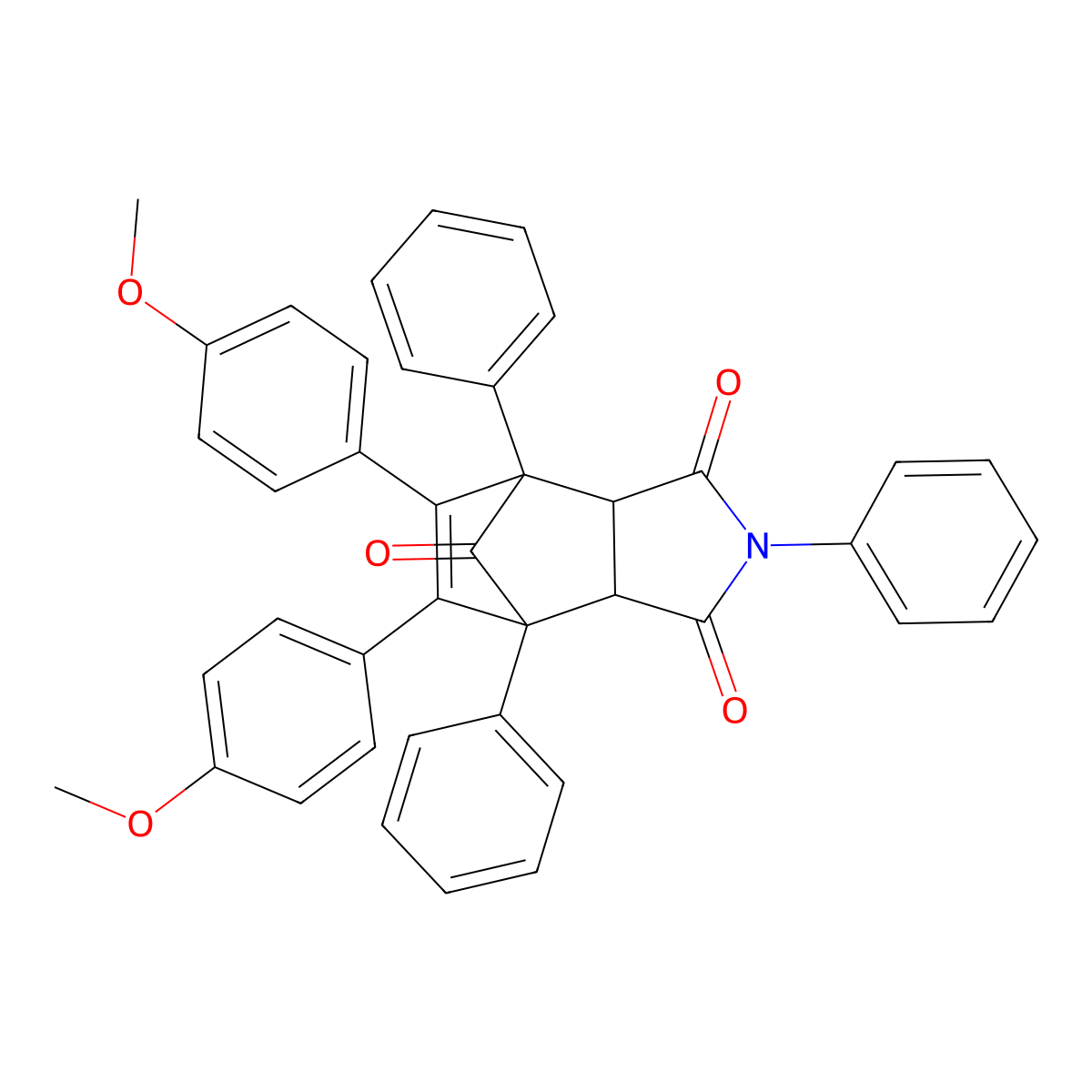 8,9-Bis(4-methoxyphenyl)-1,4,7-triphenyl-4-azatricyclo[5.2.1.0~2,6~]dec-8-ene-3,5,10-trione molecular structure, CAS 329912-36-9